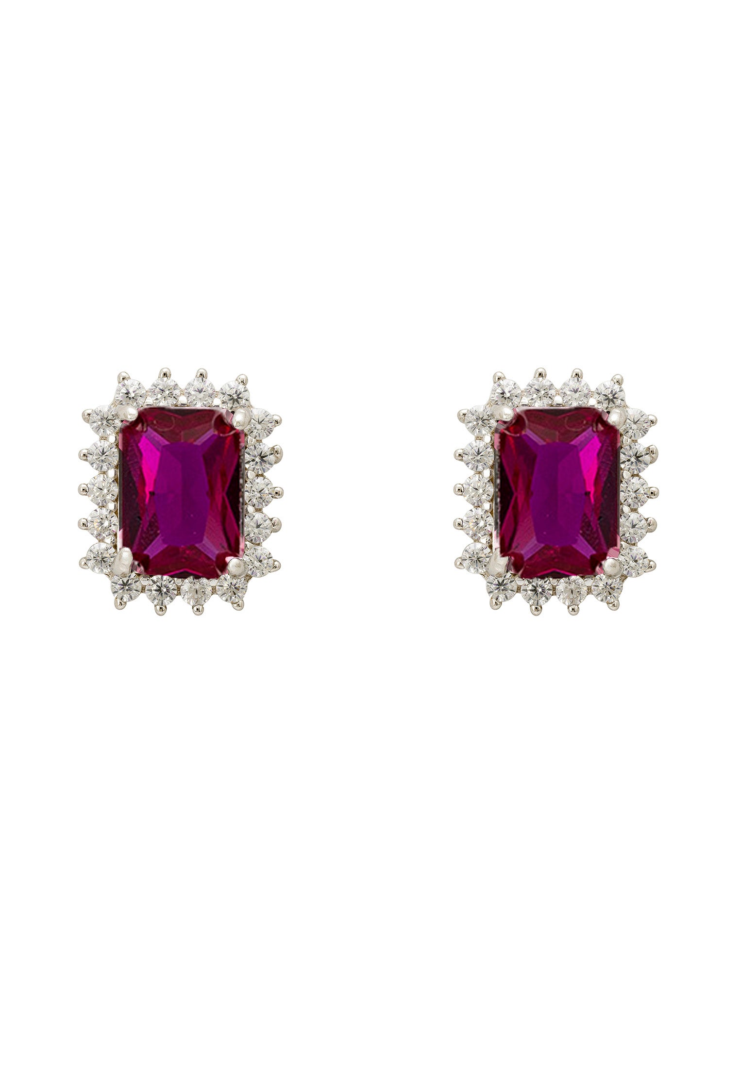 Square ruby earrings sale