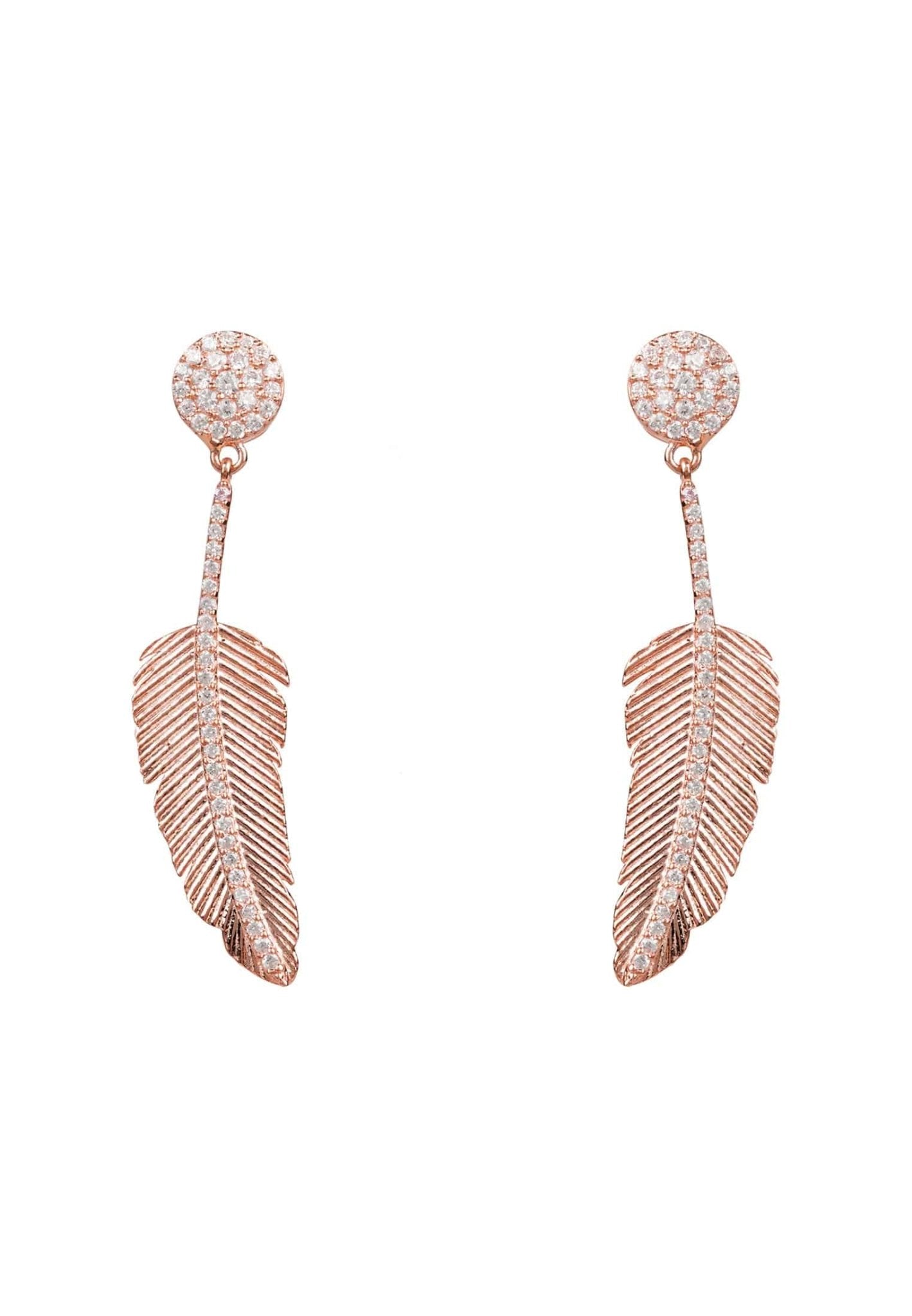 Rose gold best sale feather earrings