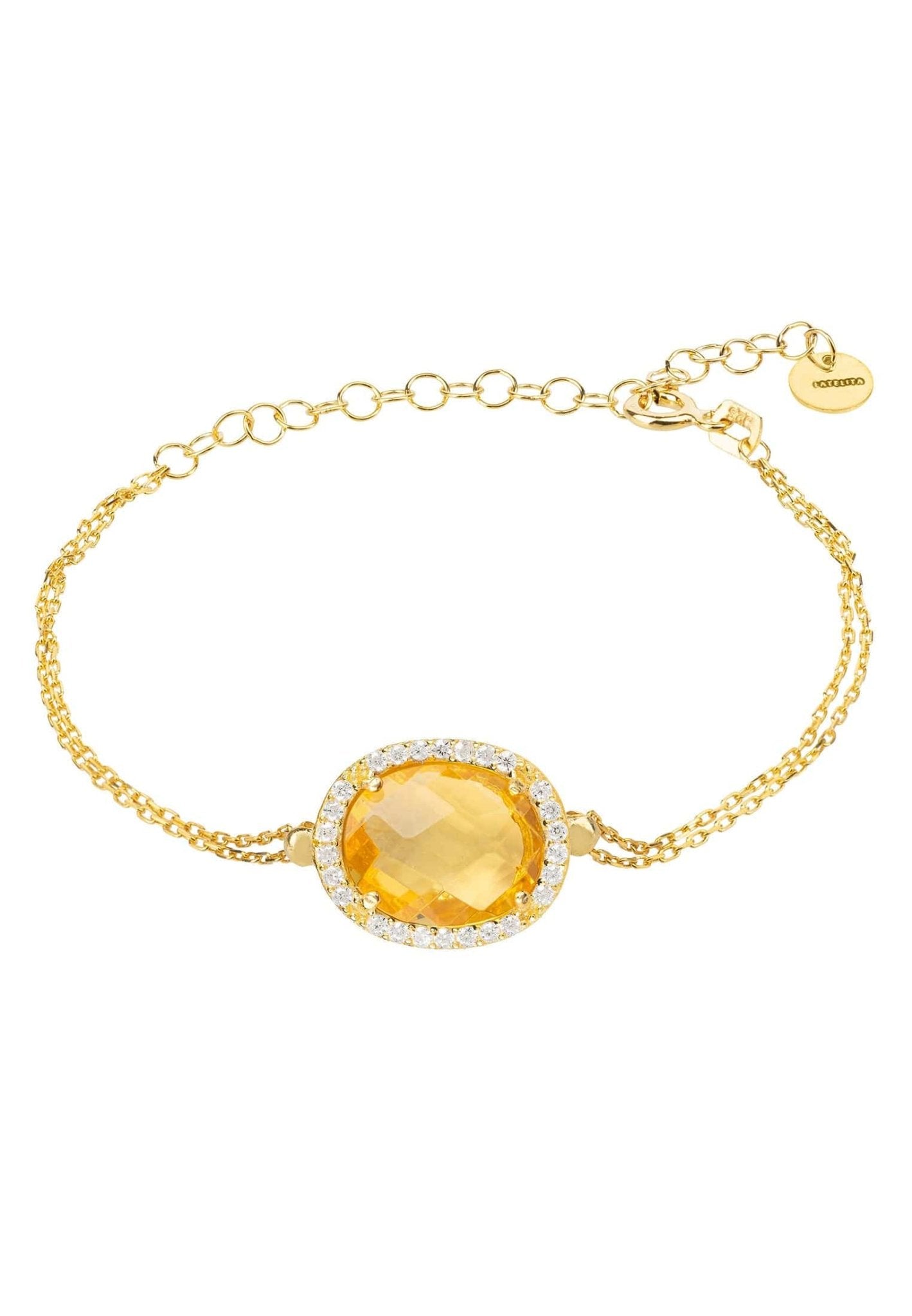 Beatrice Ovales Edelstein Armband Gold Citrin Hydro