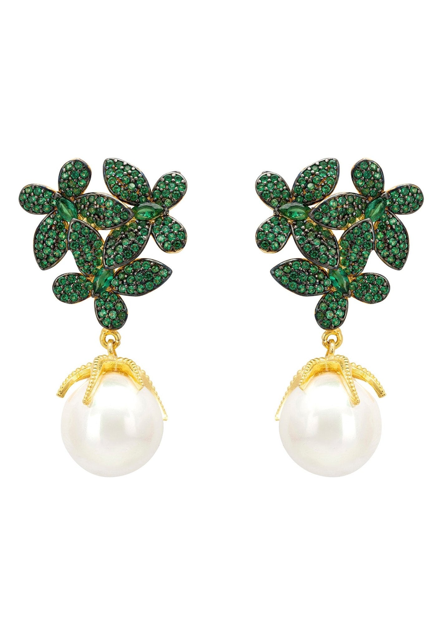 Baroque pearl earrings with on sale diamonds