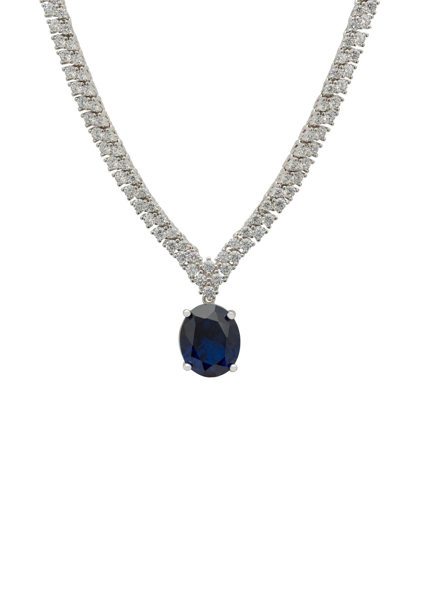 Oval hot sale sapphire necklace