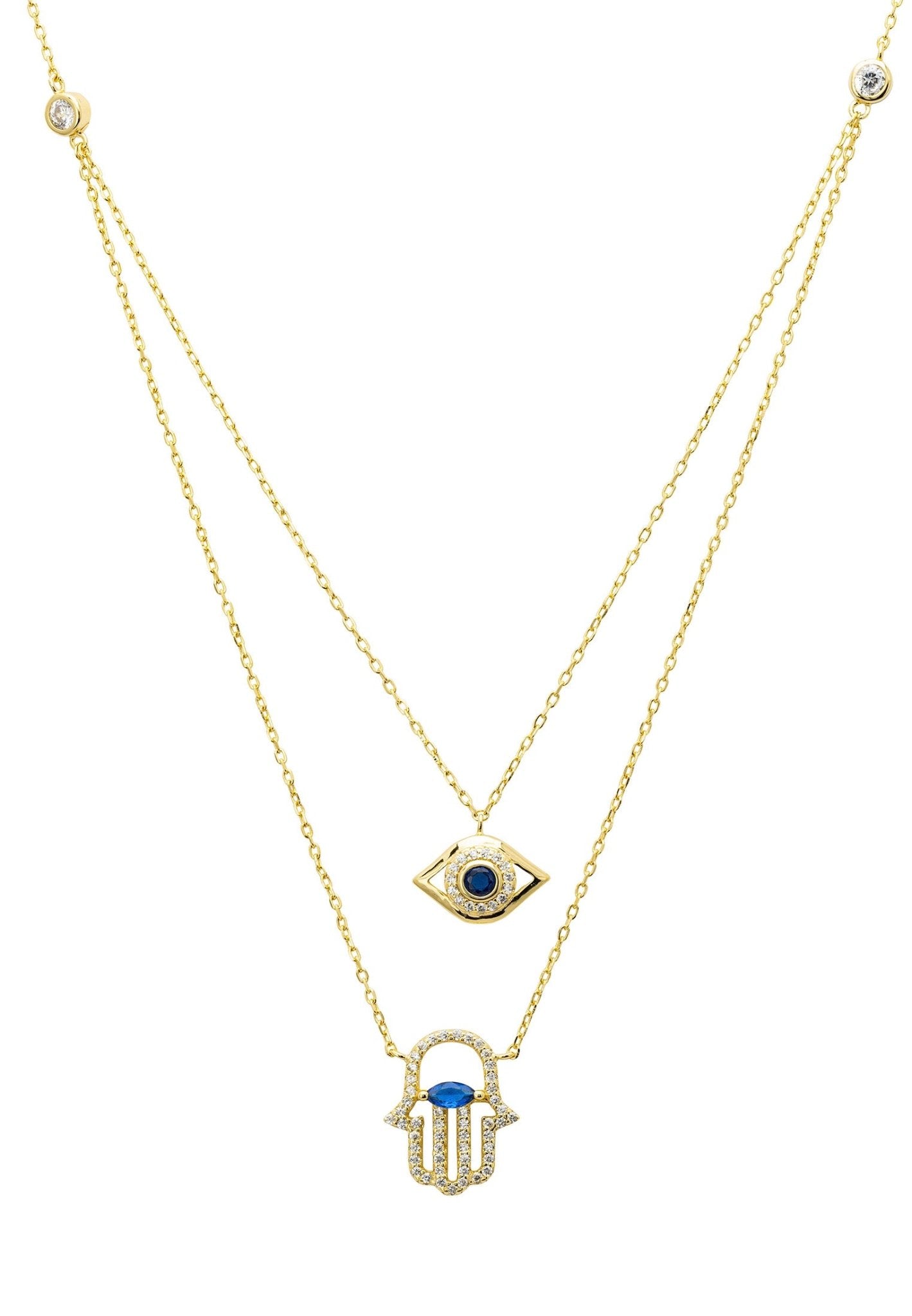 Hamsa evil store eye gold pendant