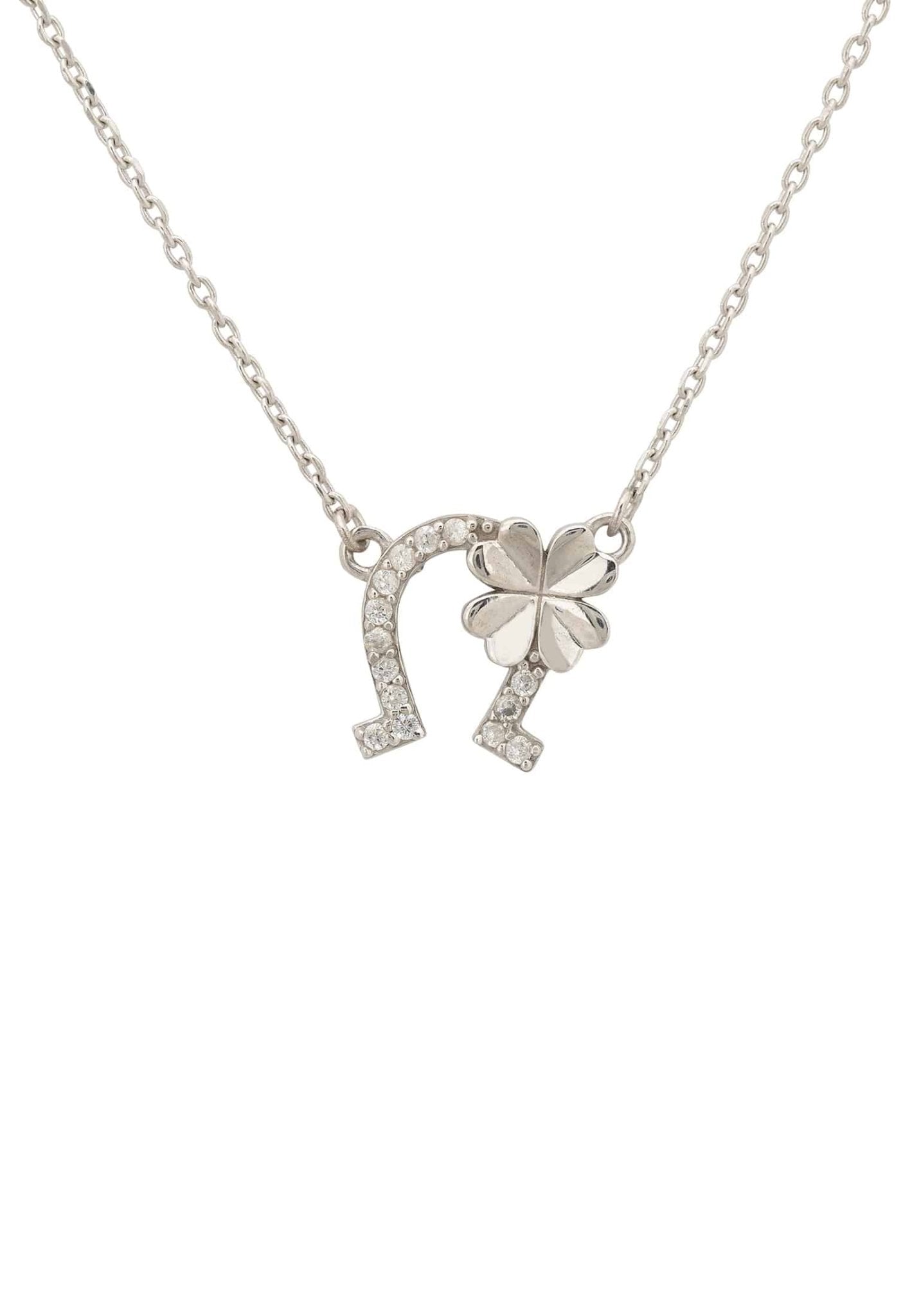 Lucky Clover Floral Charms Women's Necklace in Silver/ Rose Gold| Eunoia SELECTS Gold / White