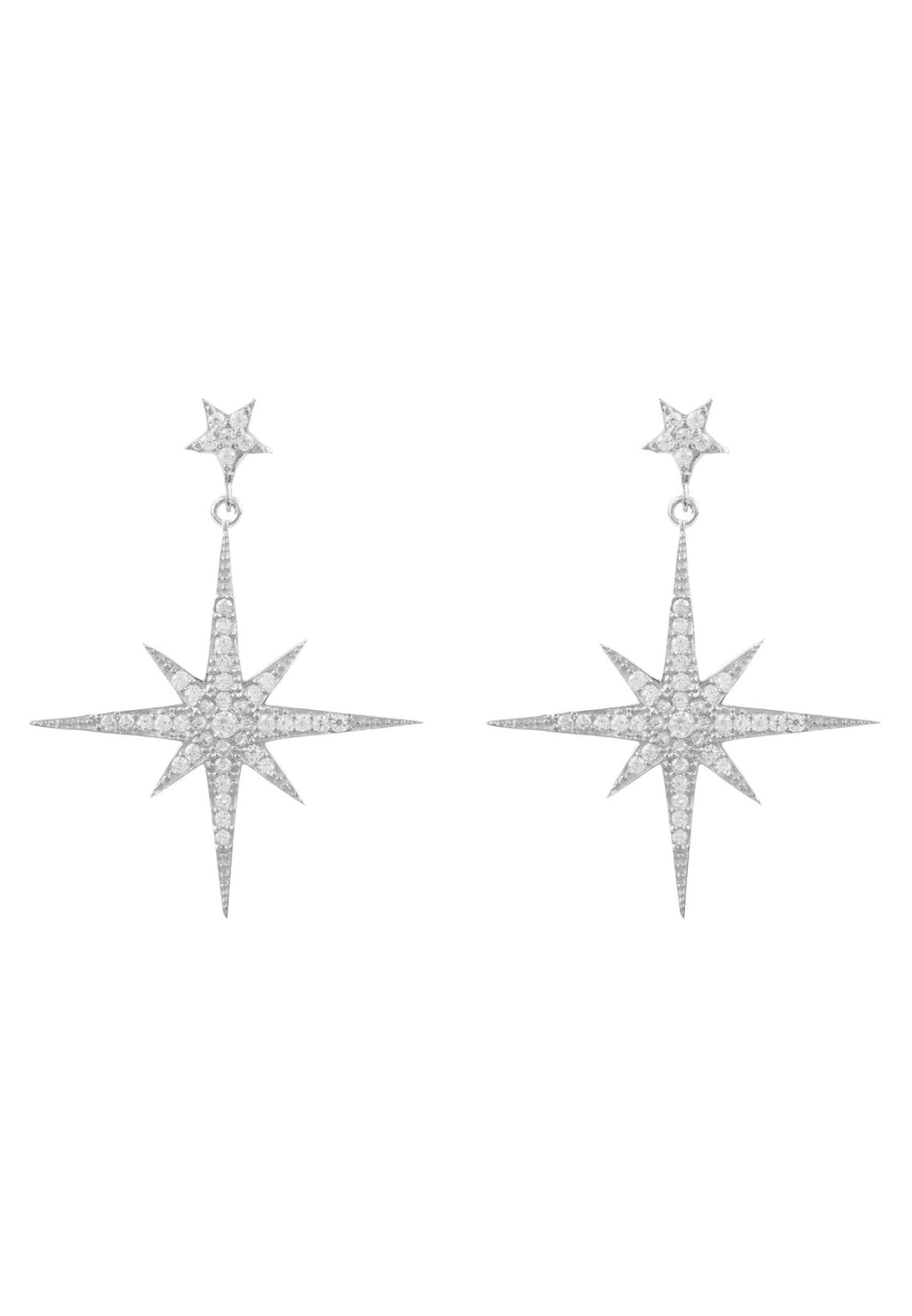 Large star store earrings silver