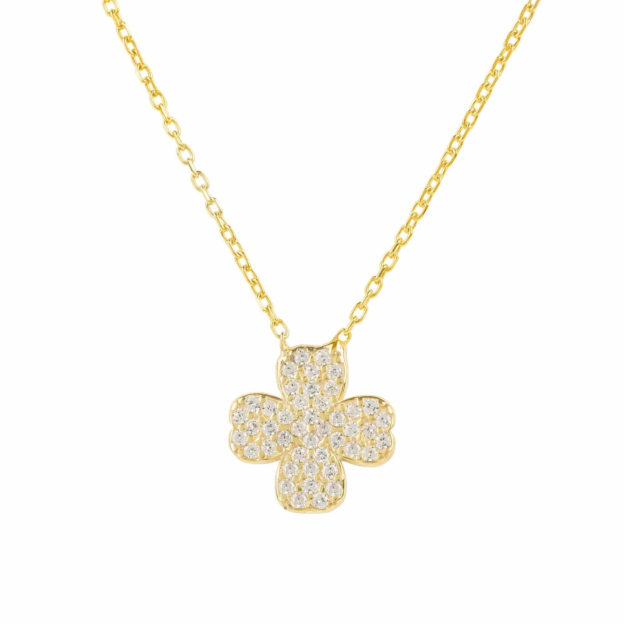 Lucky Clover Floral Charms Women's Necklace in Silver/ Rose Gold| Eunoia SELECTS Rose Gold / White