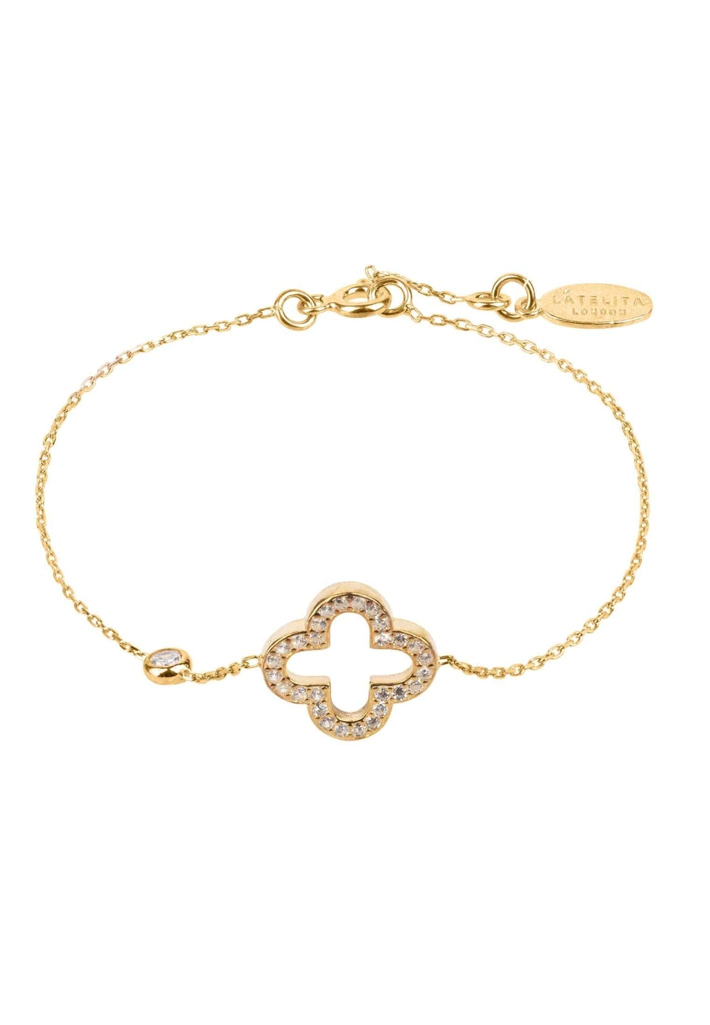 Lucky Four Leaf Clover Bracelet Gold, LATELITA