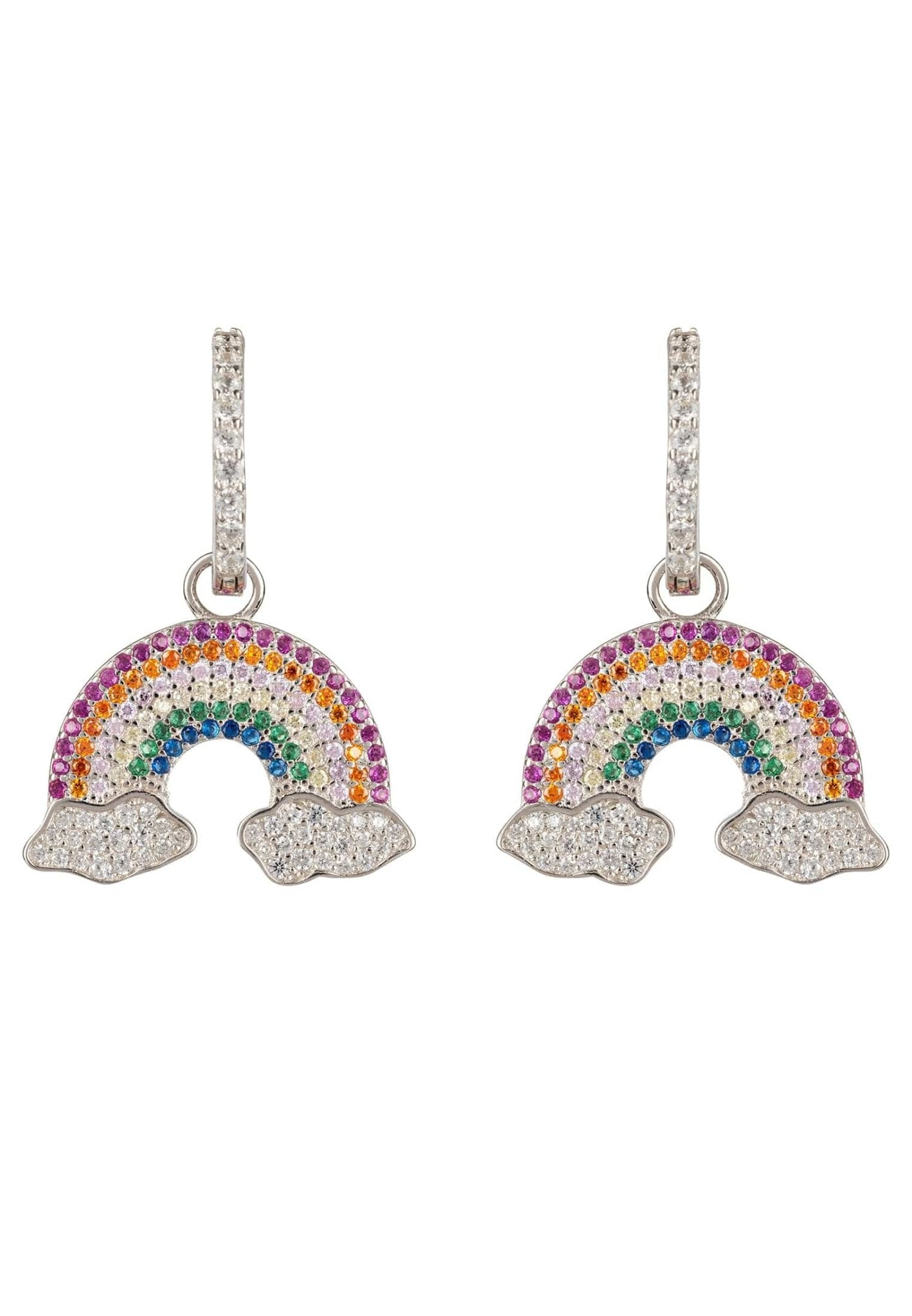 Rainbow Colourful Drop Earrings Silver