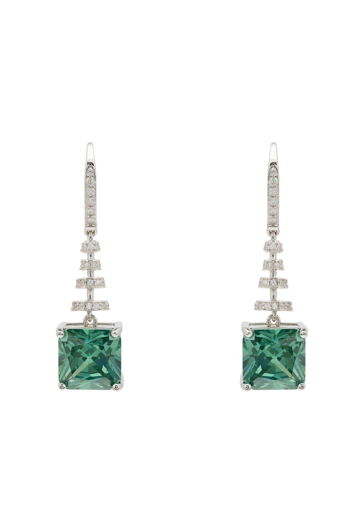 Square diamond store drop earrings