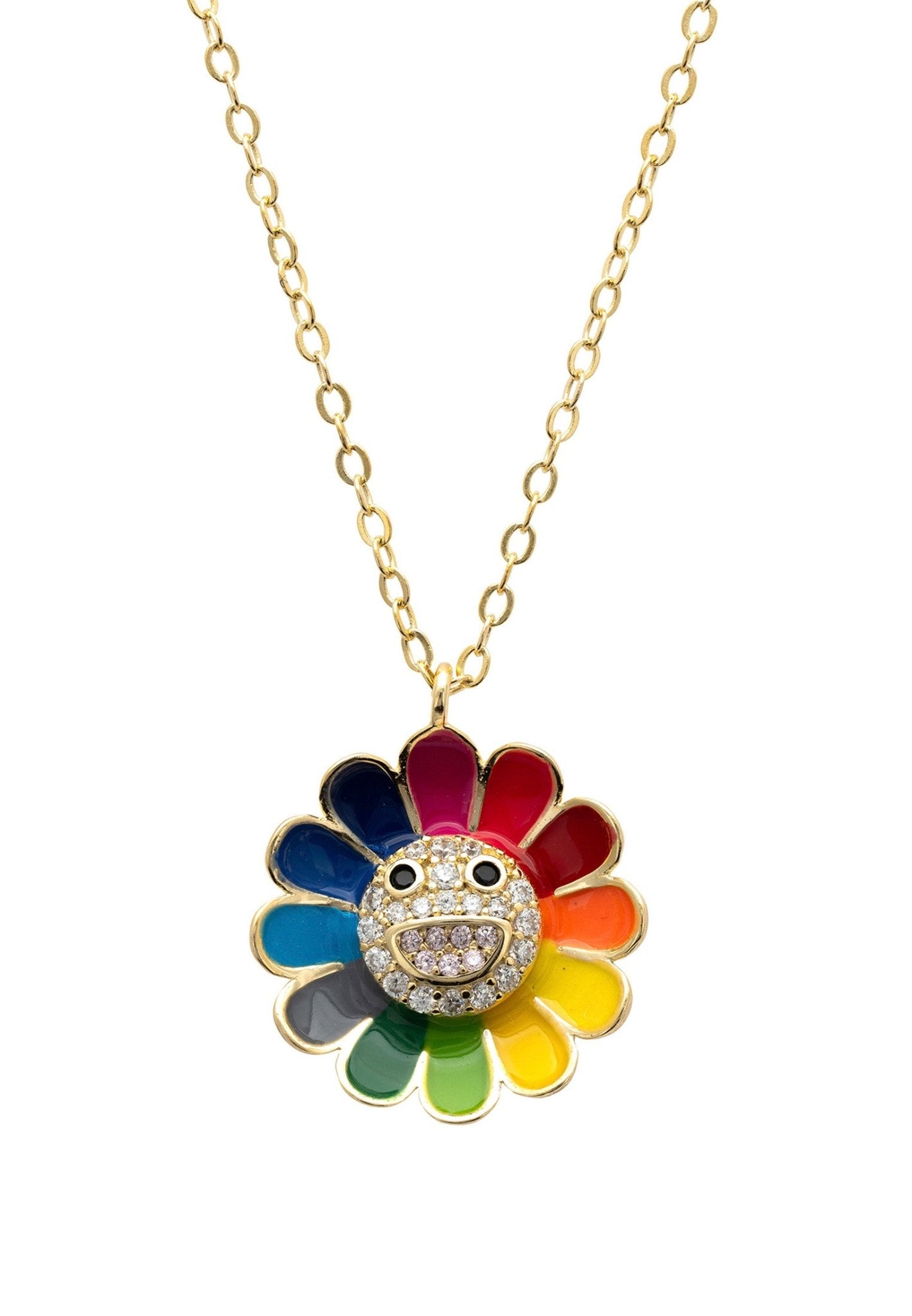 Rainbow sunflower deals necklace