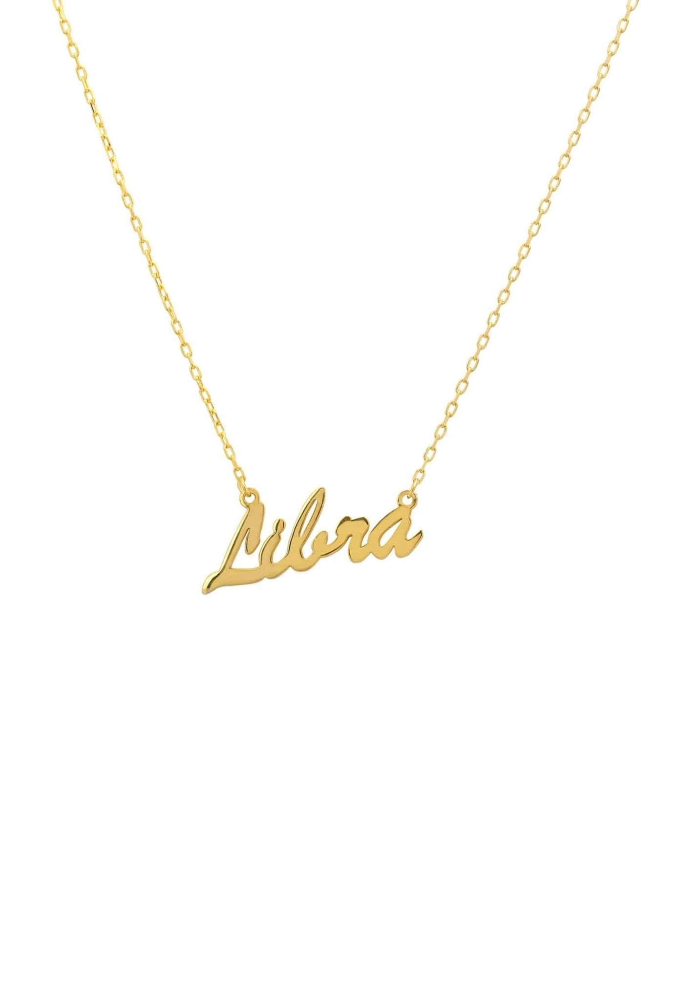 Zodiac Star Sign Name Necklace Gold Libra