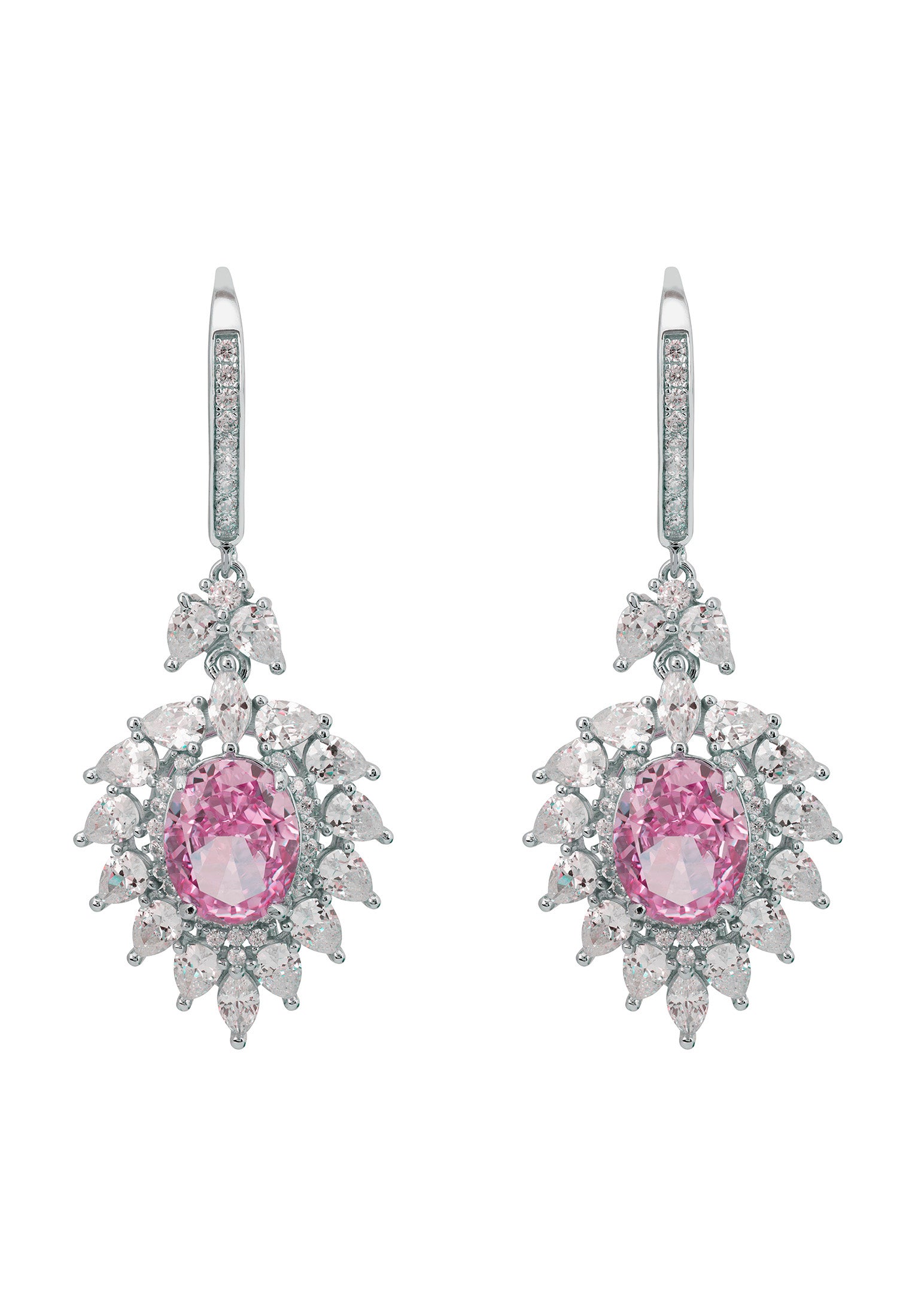 Hyacinth Flower Morganite Drop Earrings Silver