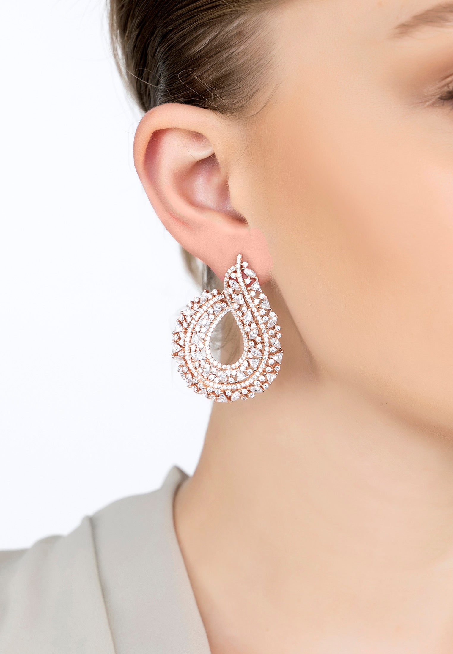 Adalinda Sweeping Hoop Earrings Rosegold