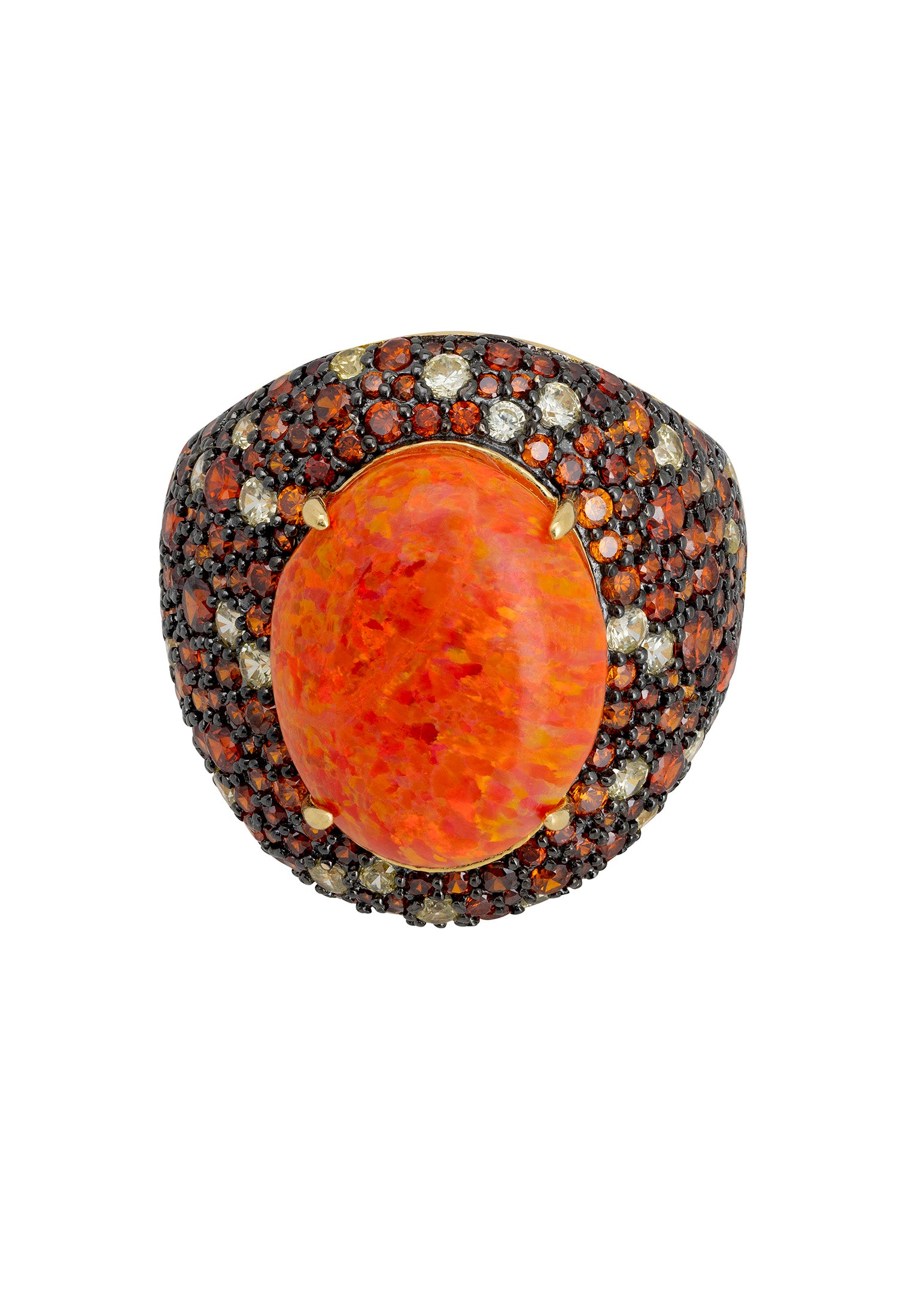 Esmeralda Fire Opal Cocktail Ring Gold