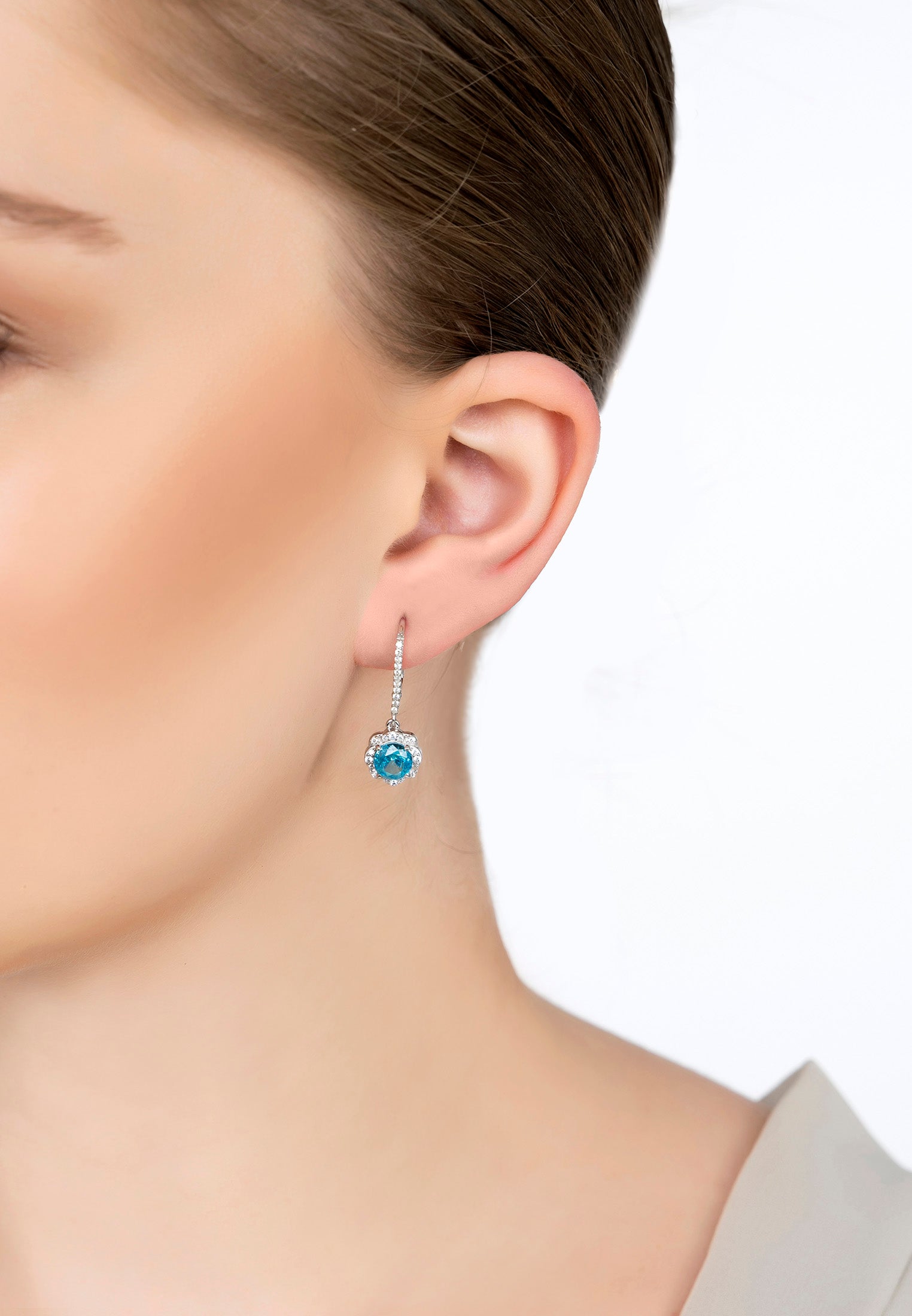 Matilda Drop Earrings Blue Topaz Silver