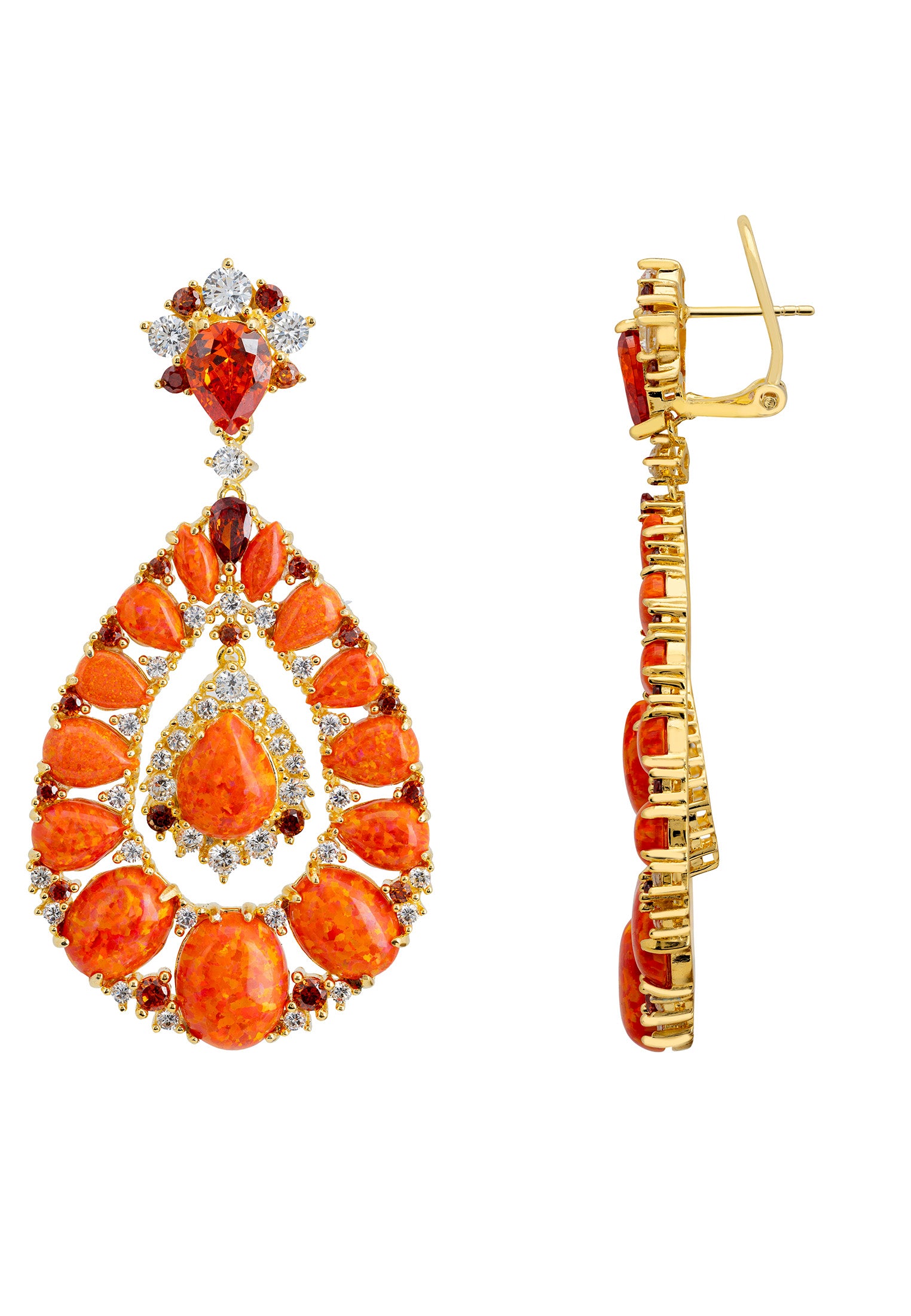 Paloma Fire Opal Drop Earrings Gold