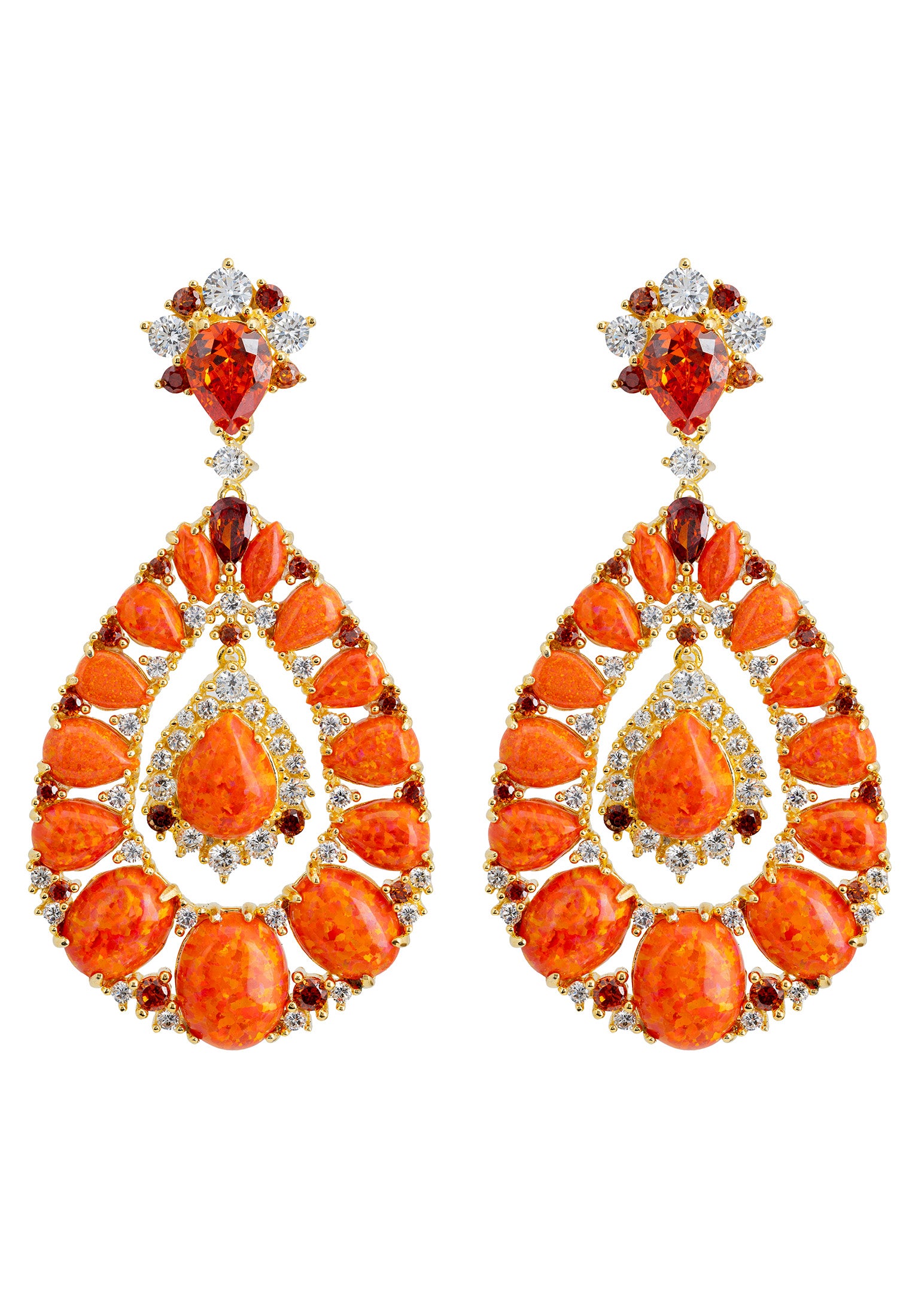 Paloma Fire Opal Drop Earrings Gold