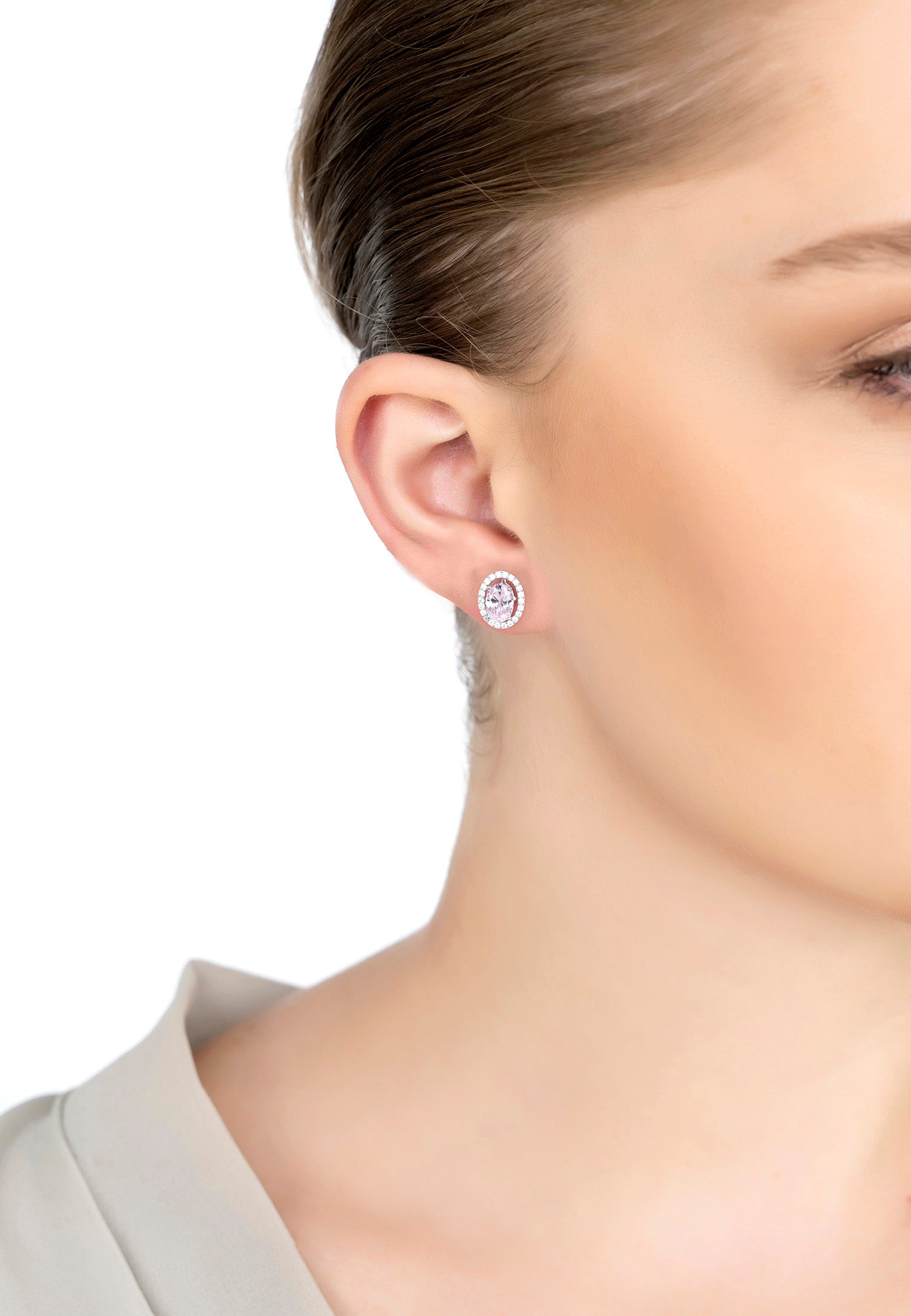 Petite Fleur Convertible Morganite Stud Earrings Silver