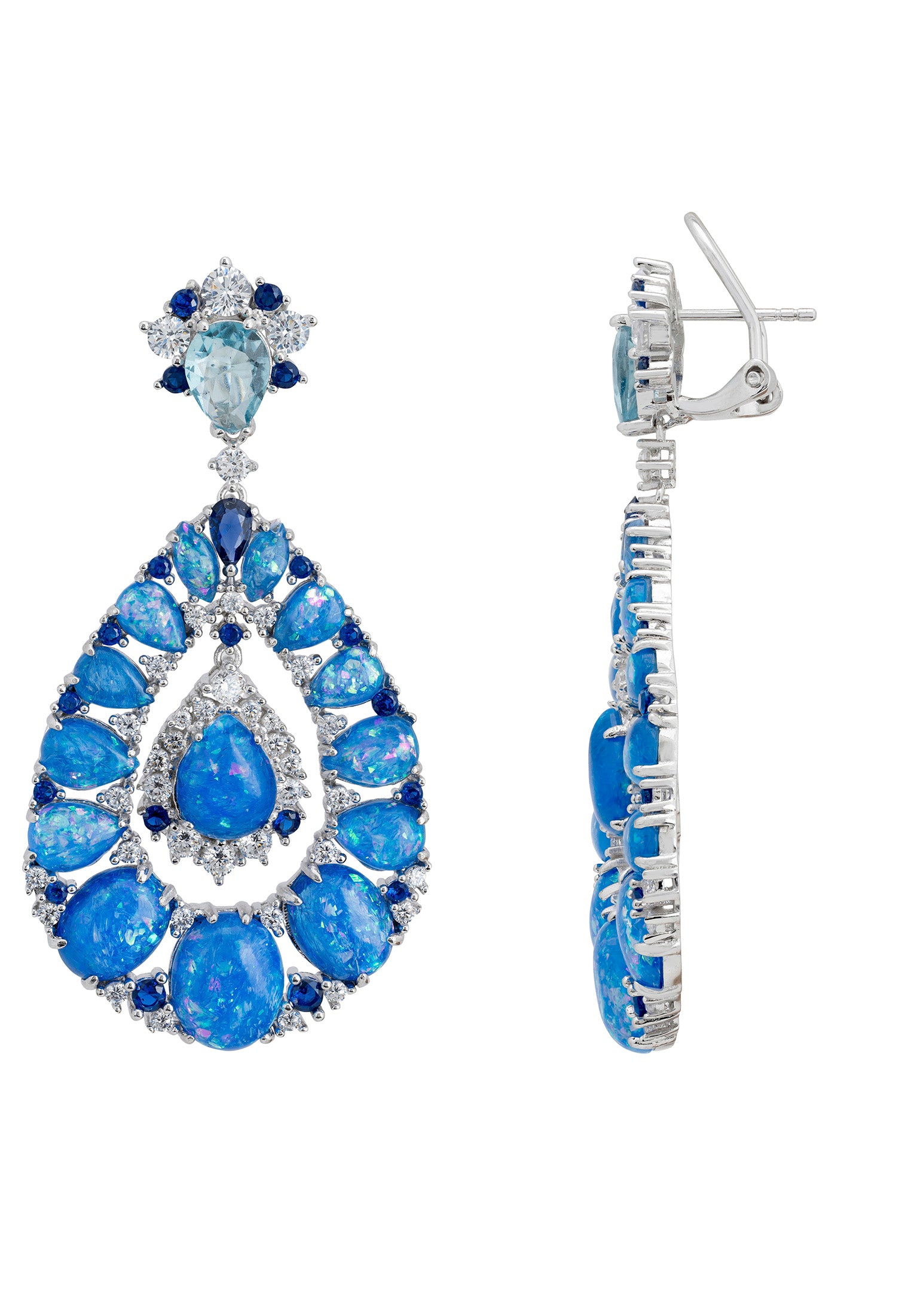 Paloma Blue Opal Drop Earrings Silver