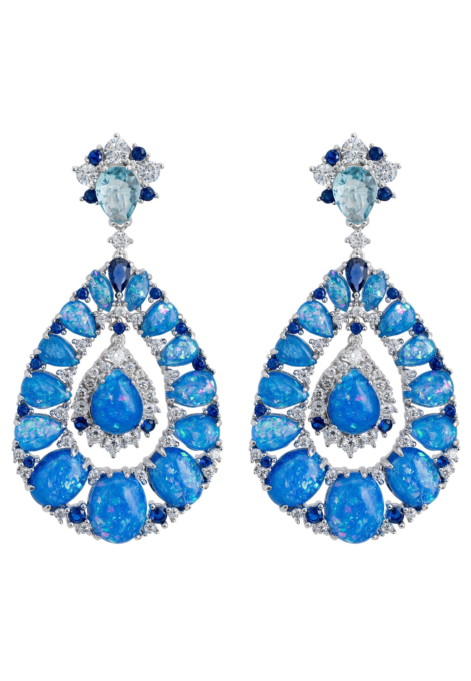 Paloma Blue Opal Drop Earrings Silver