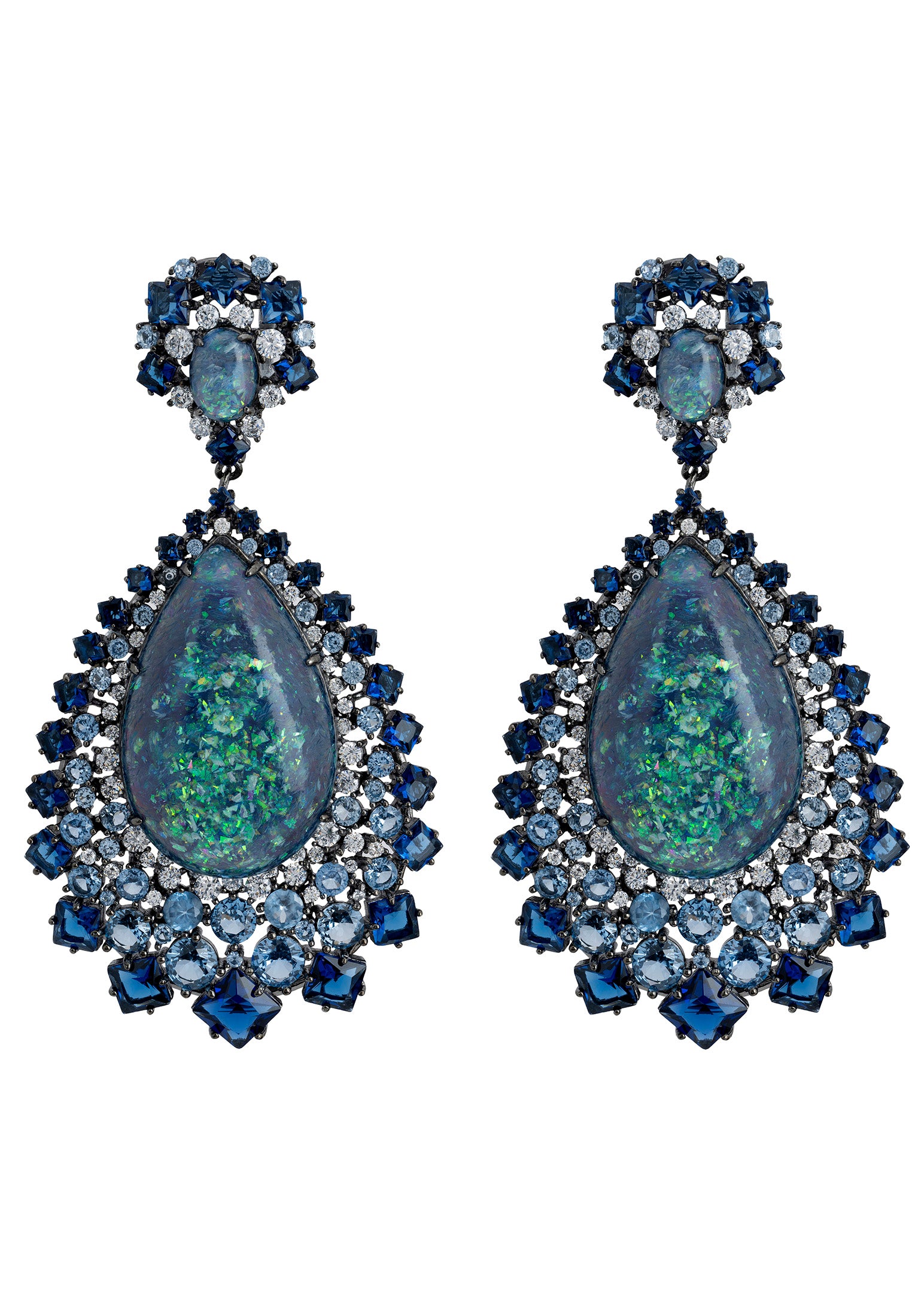 Gabriela Green Opal Drop Earrings Oxidised