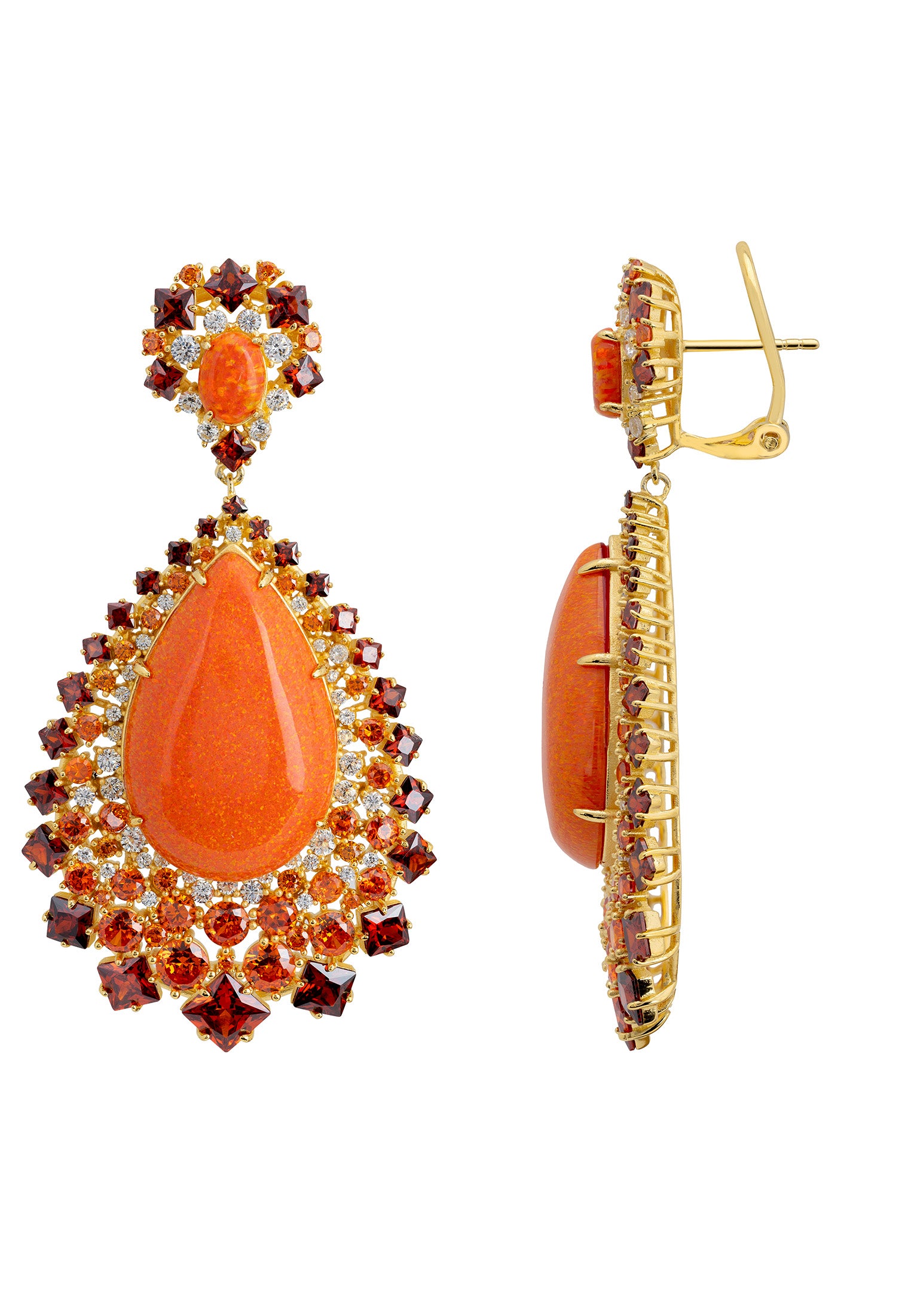 Gabriela Fire Opal Drop Earrings Gold