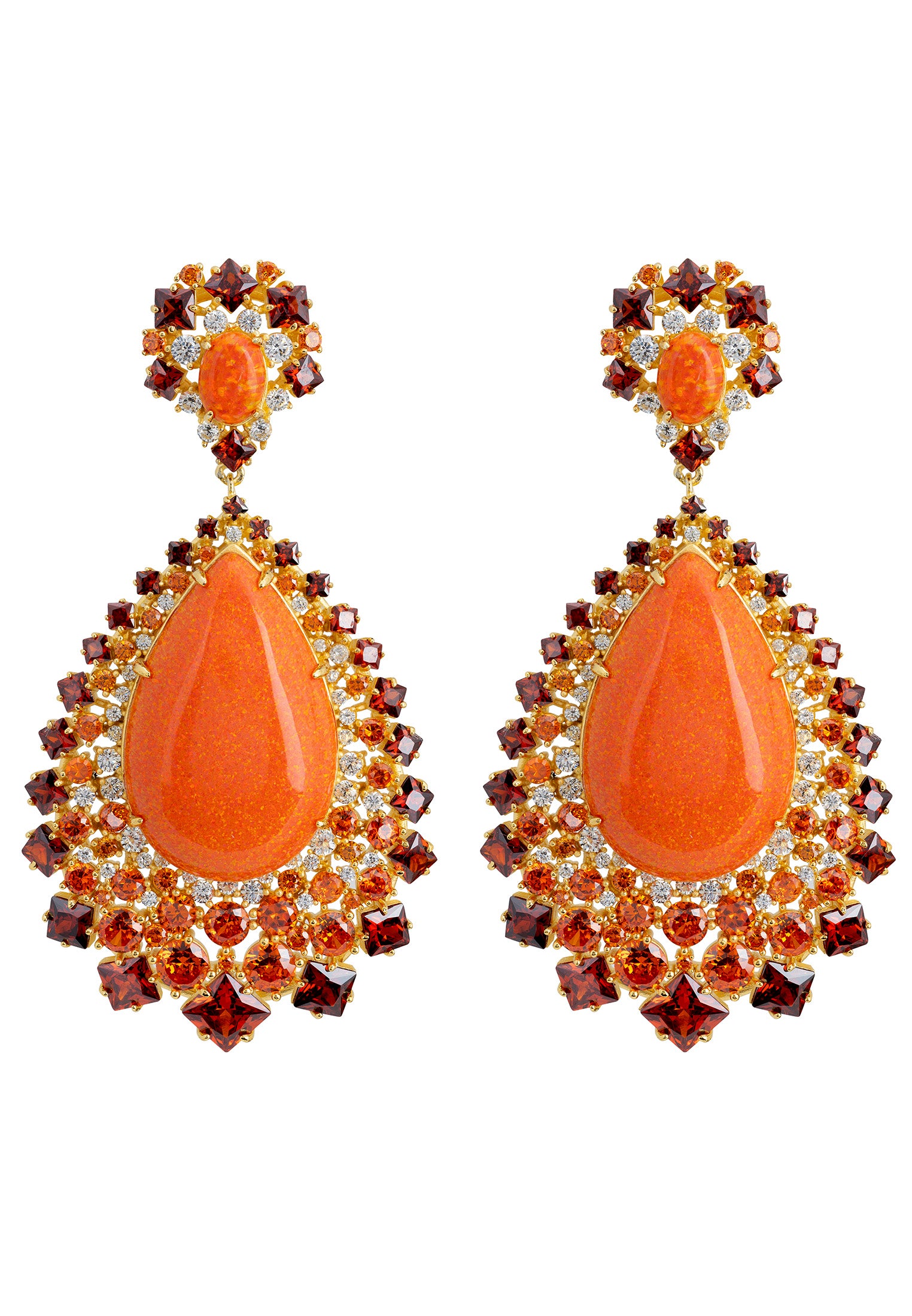 Gabriela Fire Opal Drop Earrings Gold