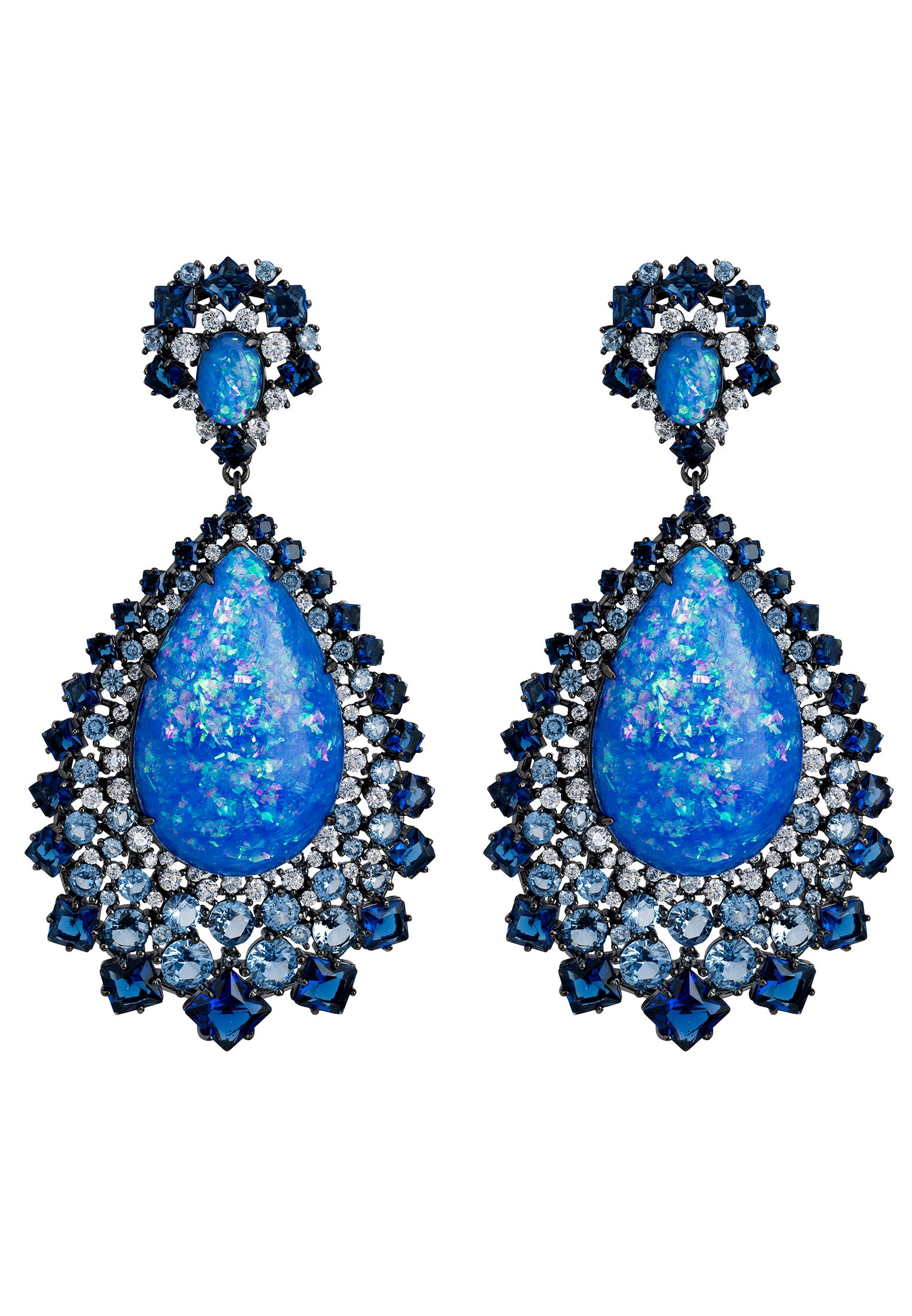 Gabriela Blue Opal Drop Earrings Oxidised