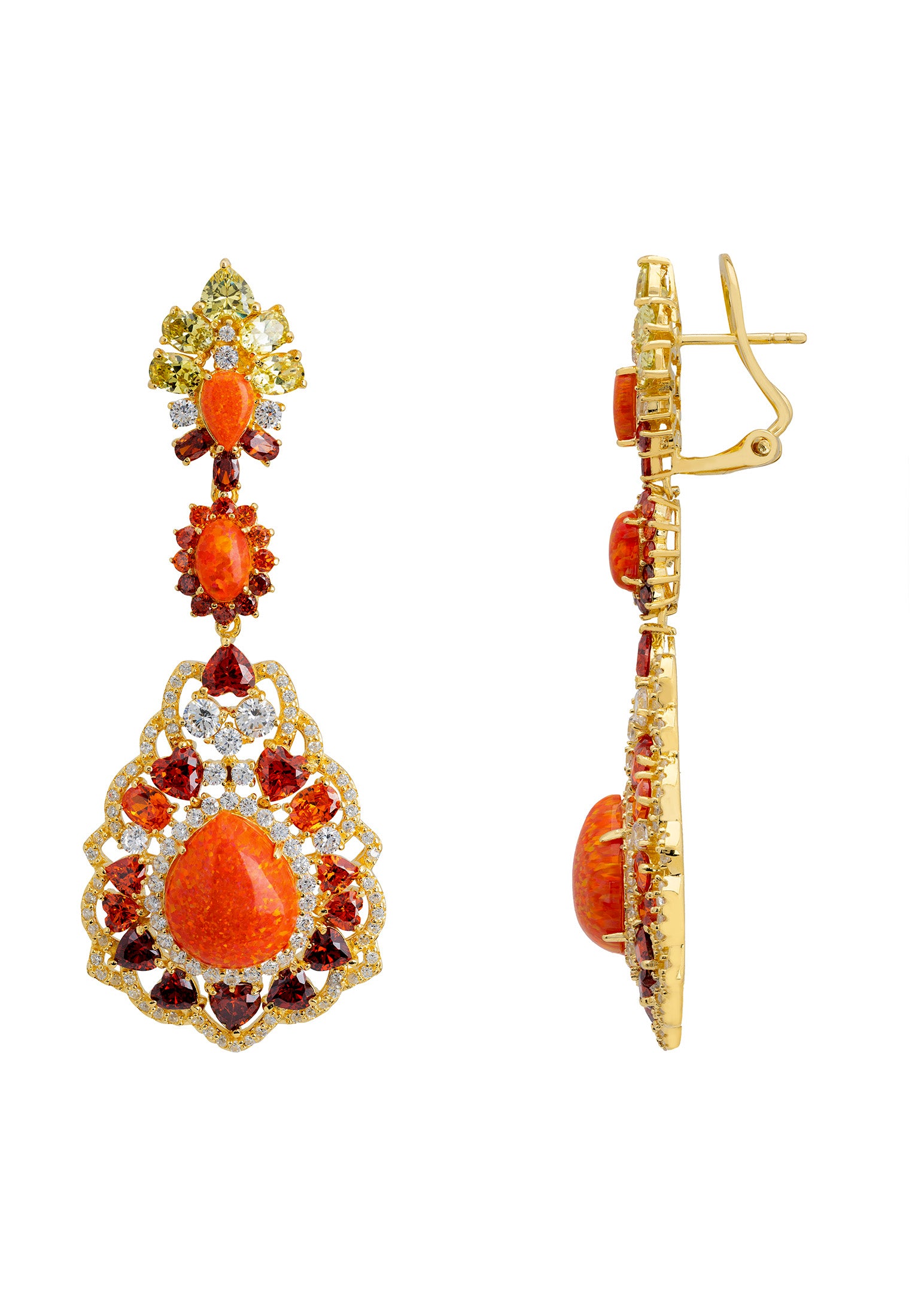 Mariana Fire Opal Drop Earrings Gold