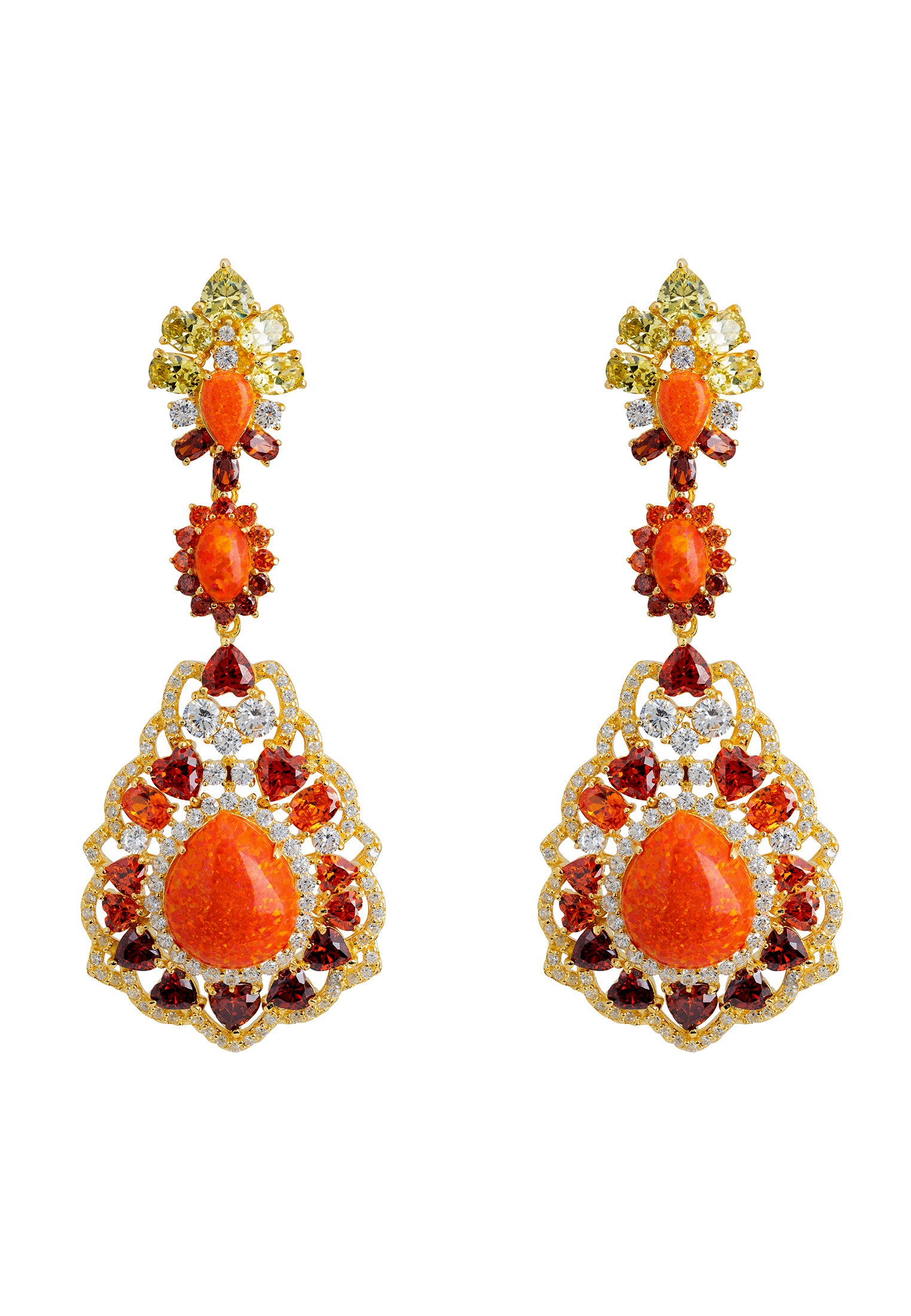 Mariana Fire Opal Drop Earrings Gold