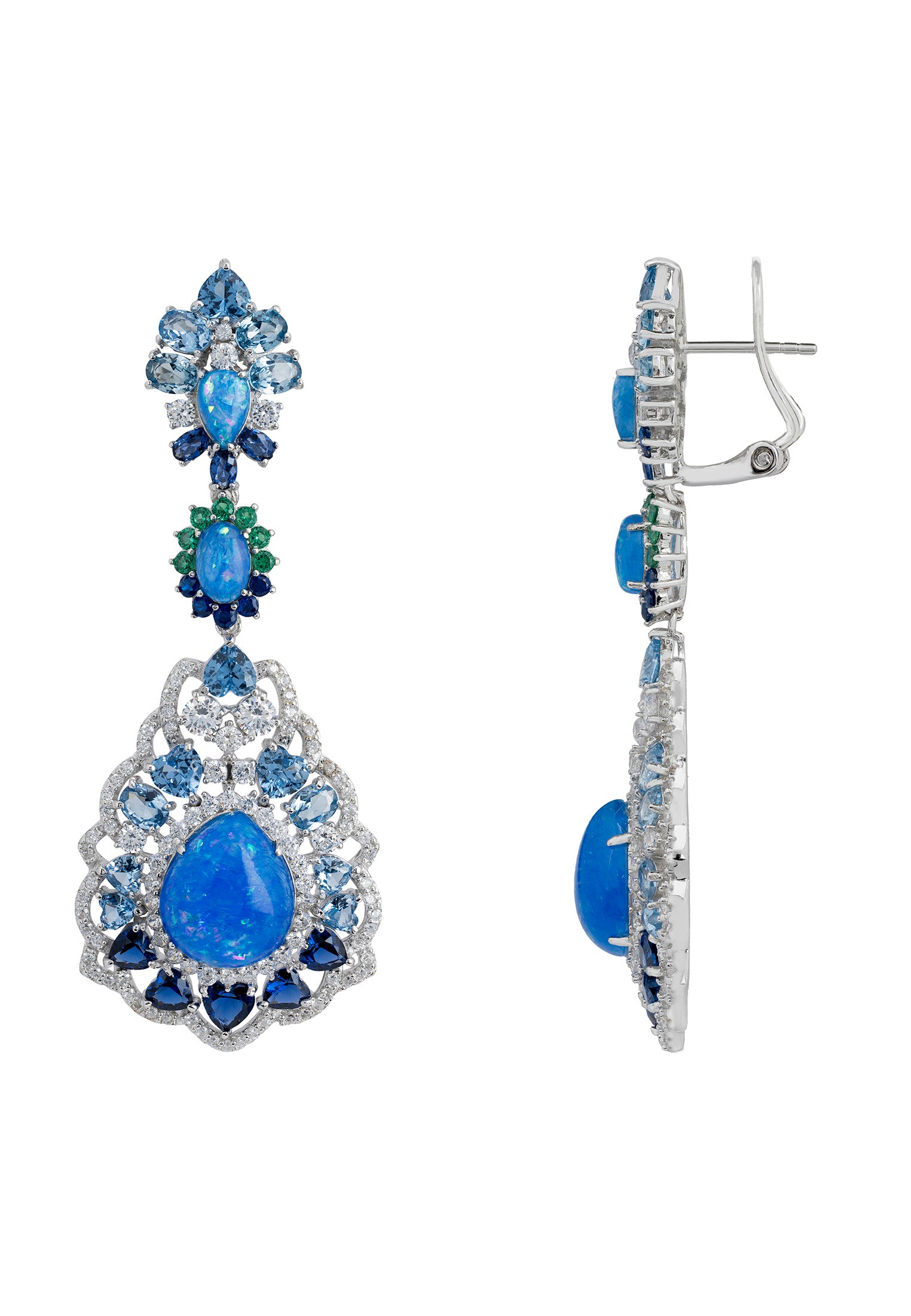 Mariana Blue Opal Drop Earrings Silver