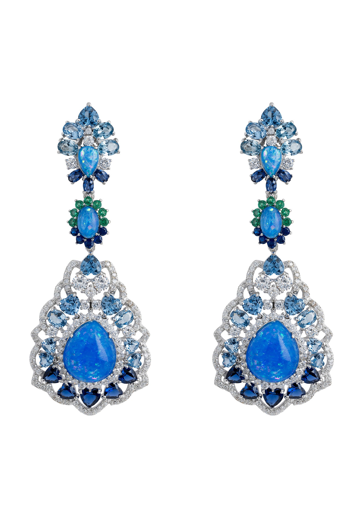 Mariana Blue Opal Drop Earrings Silver