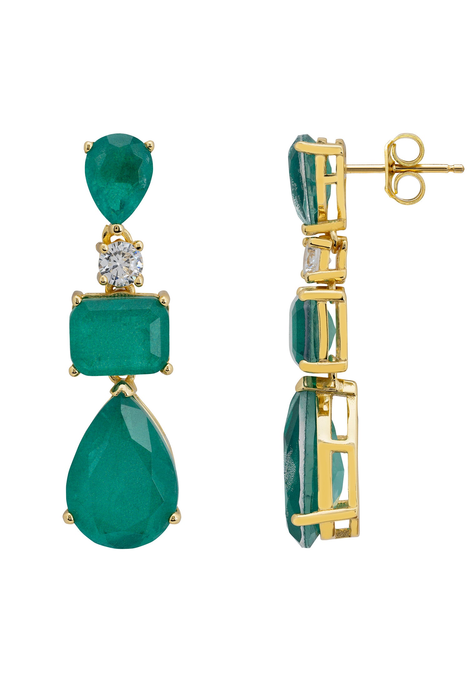 Valentina Drop Earrings Gold Colombian Emerald