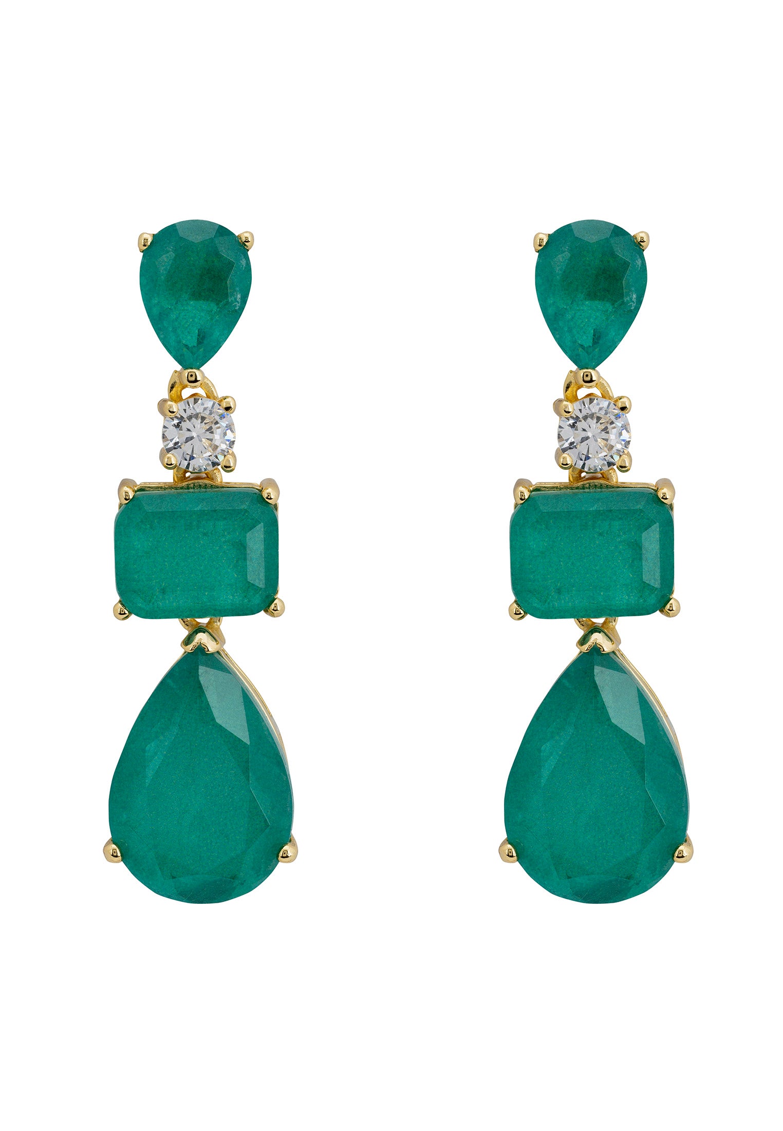 Valentina Drop Earrings Gold Colombian Emerald