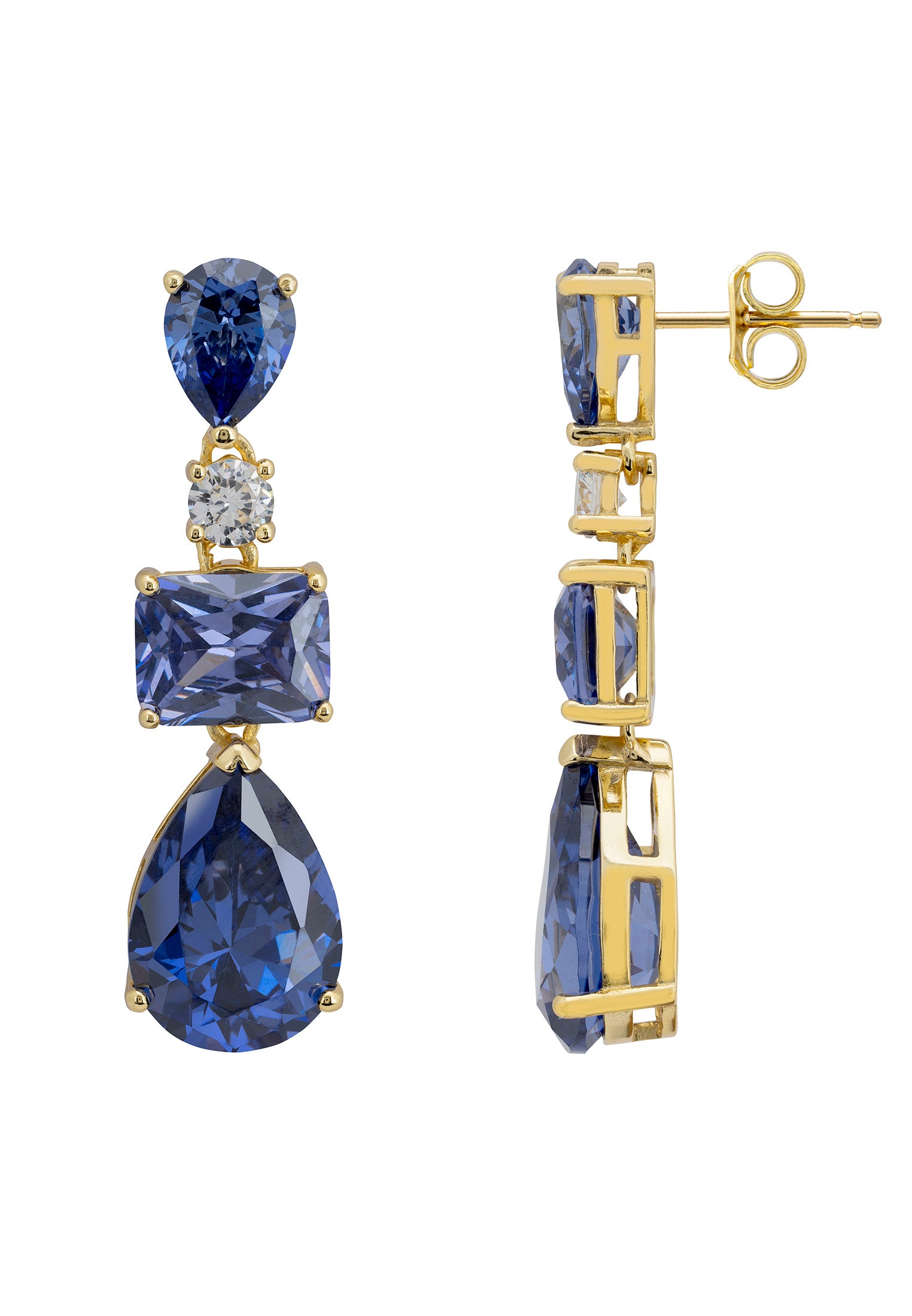 Valentina Drop Earrings Gold Tanzanite