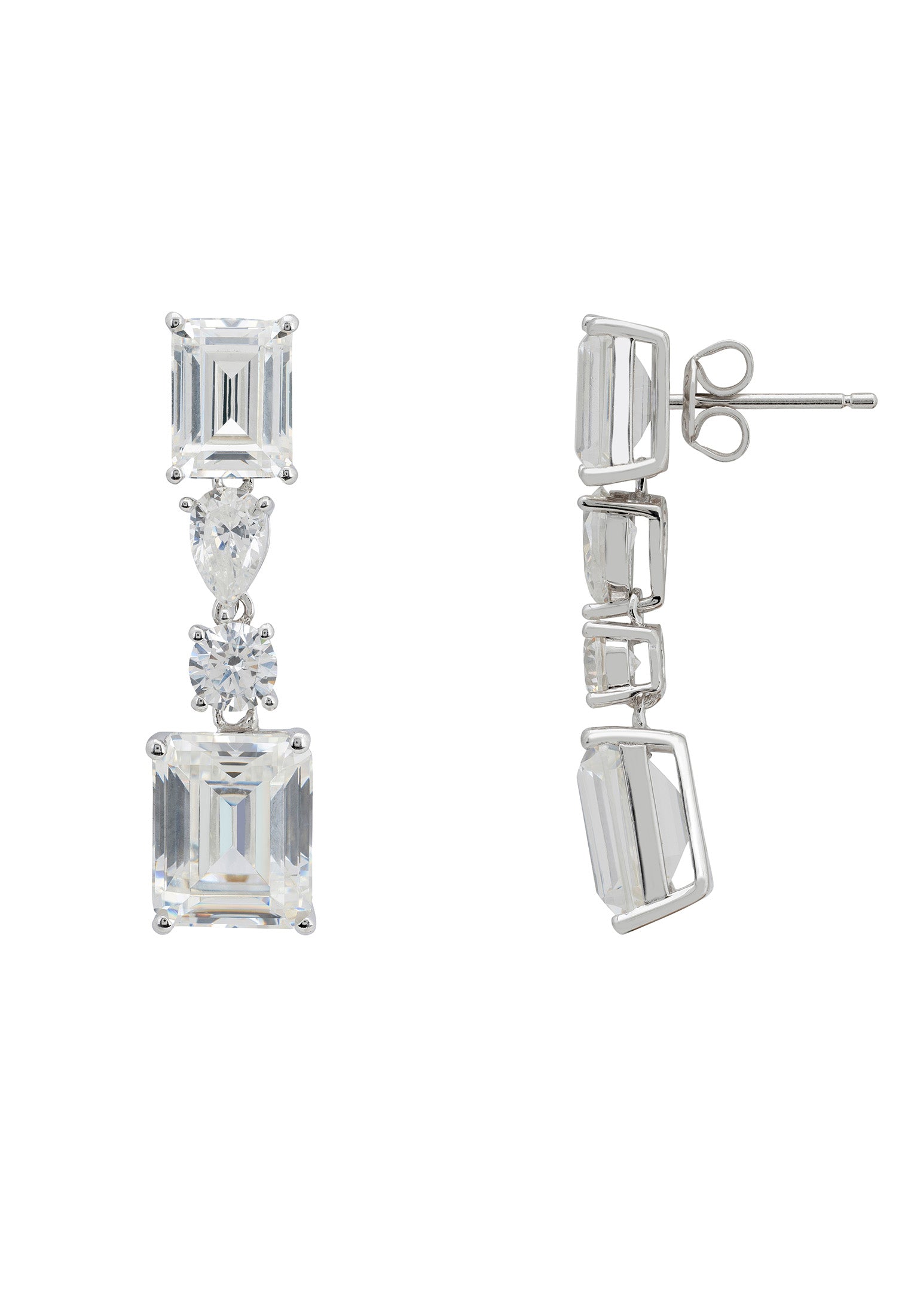 Josephine Moissanite Drop Earrings Silver