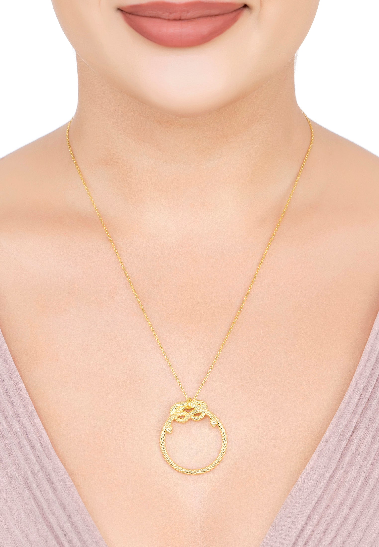 Eden Snake Pendant Necklace Gold