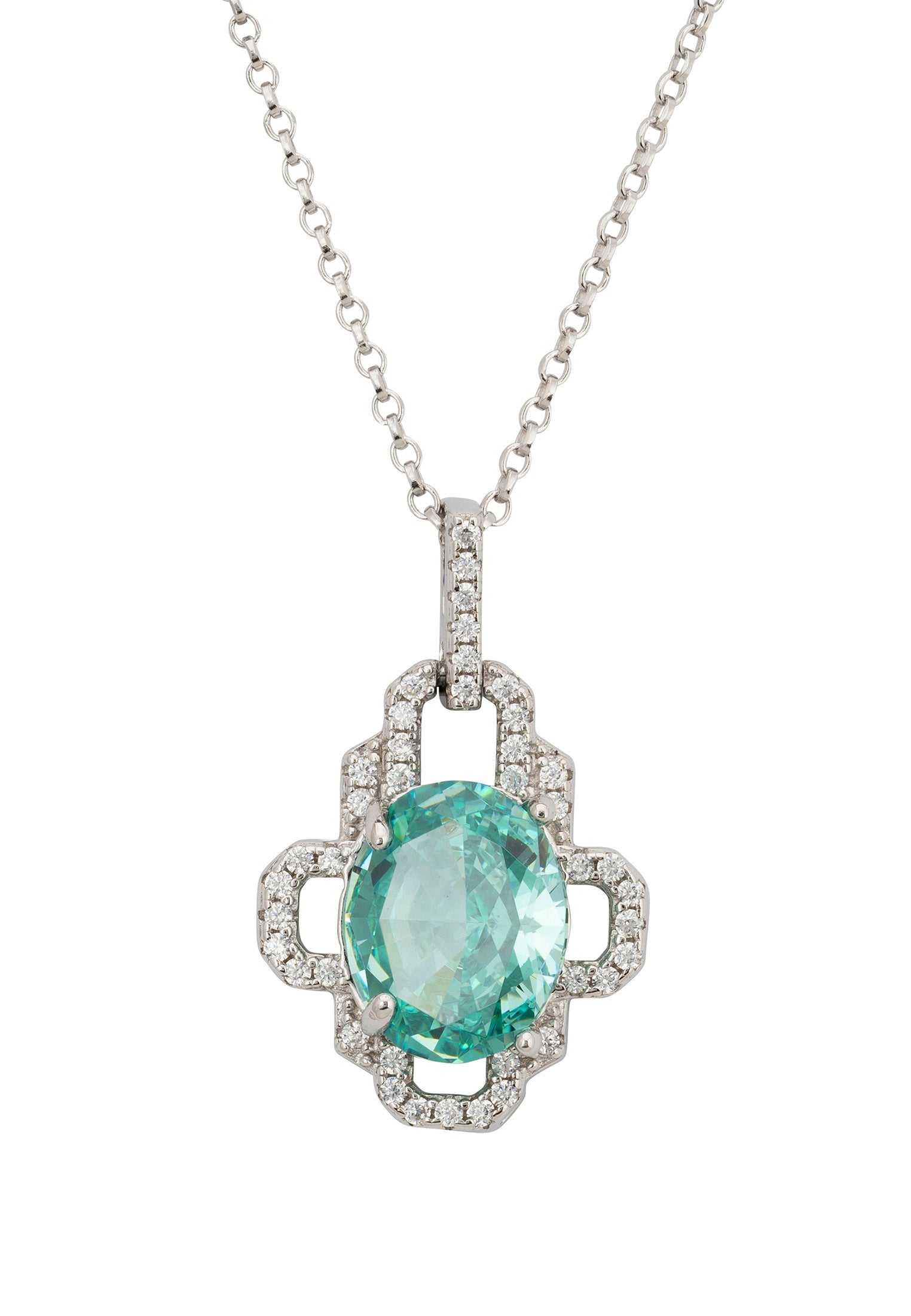 Rosamund Aquamarine Pendant Necklace Silver