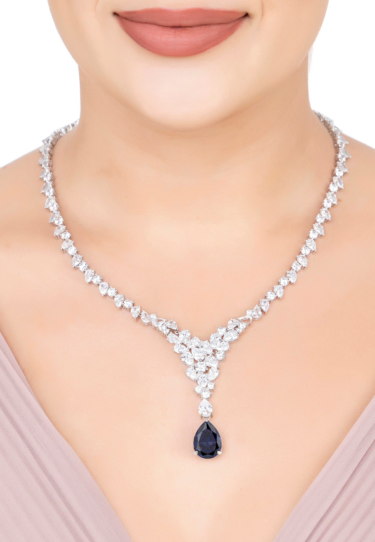 Lydia Statement Necklace Tanzanite Silver