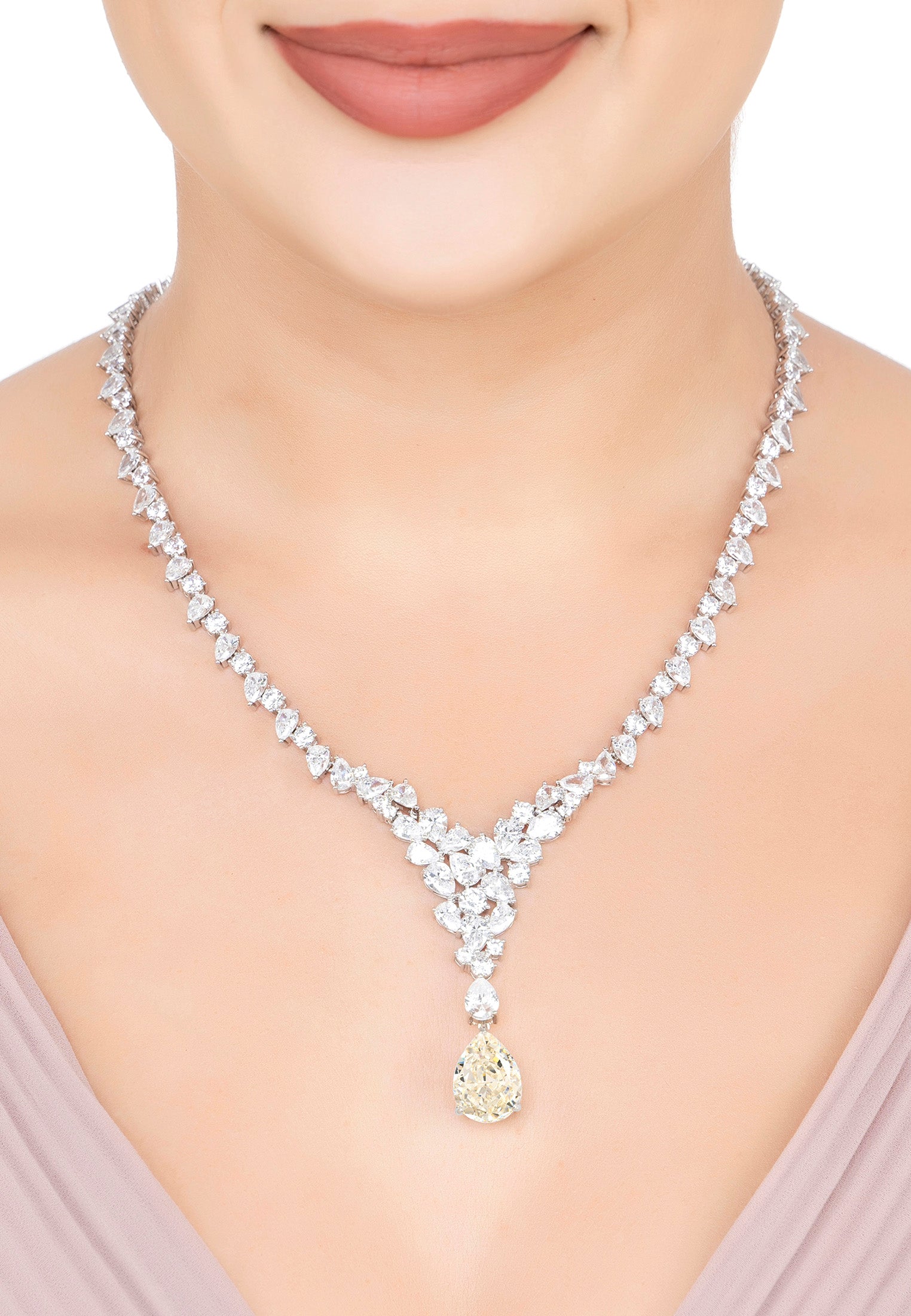 Lydia Statement Necklace Moissanite Silver