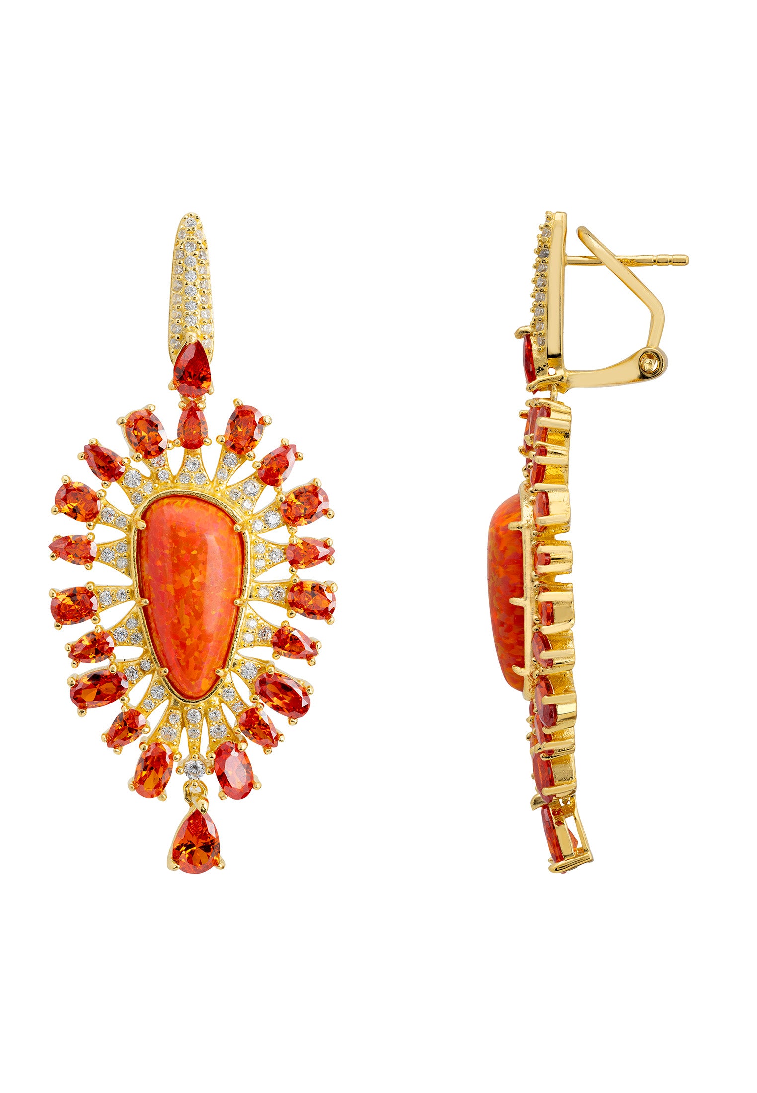 Antonella Fire Opal Drop Earrings Gold