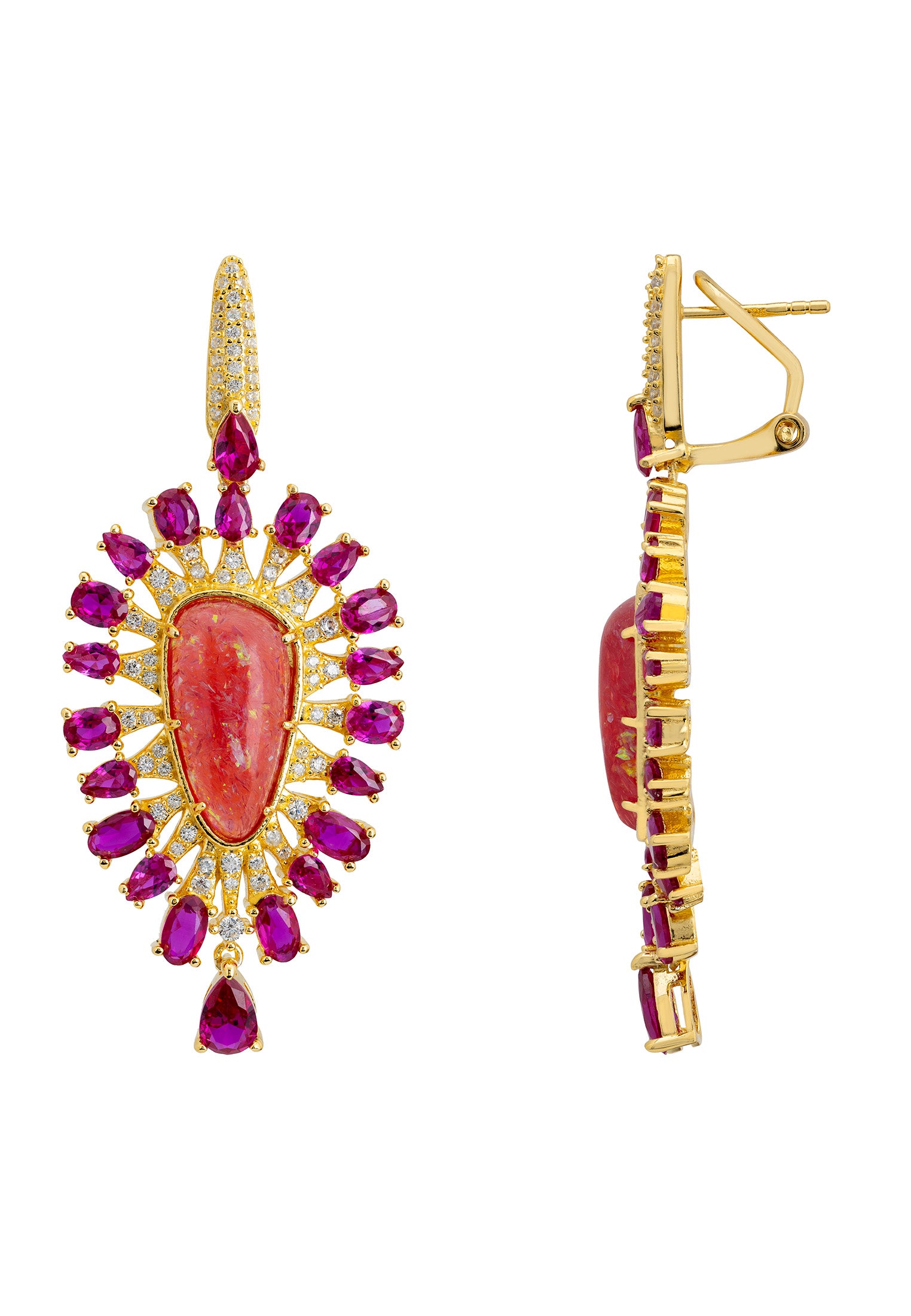 Antonella Pink Opal Drop Earrings Gold