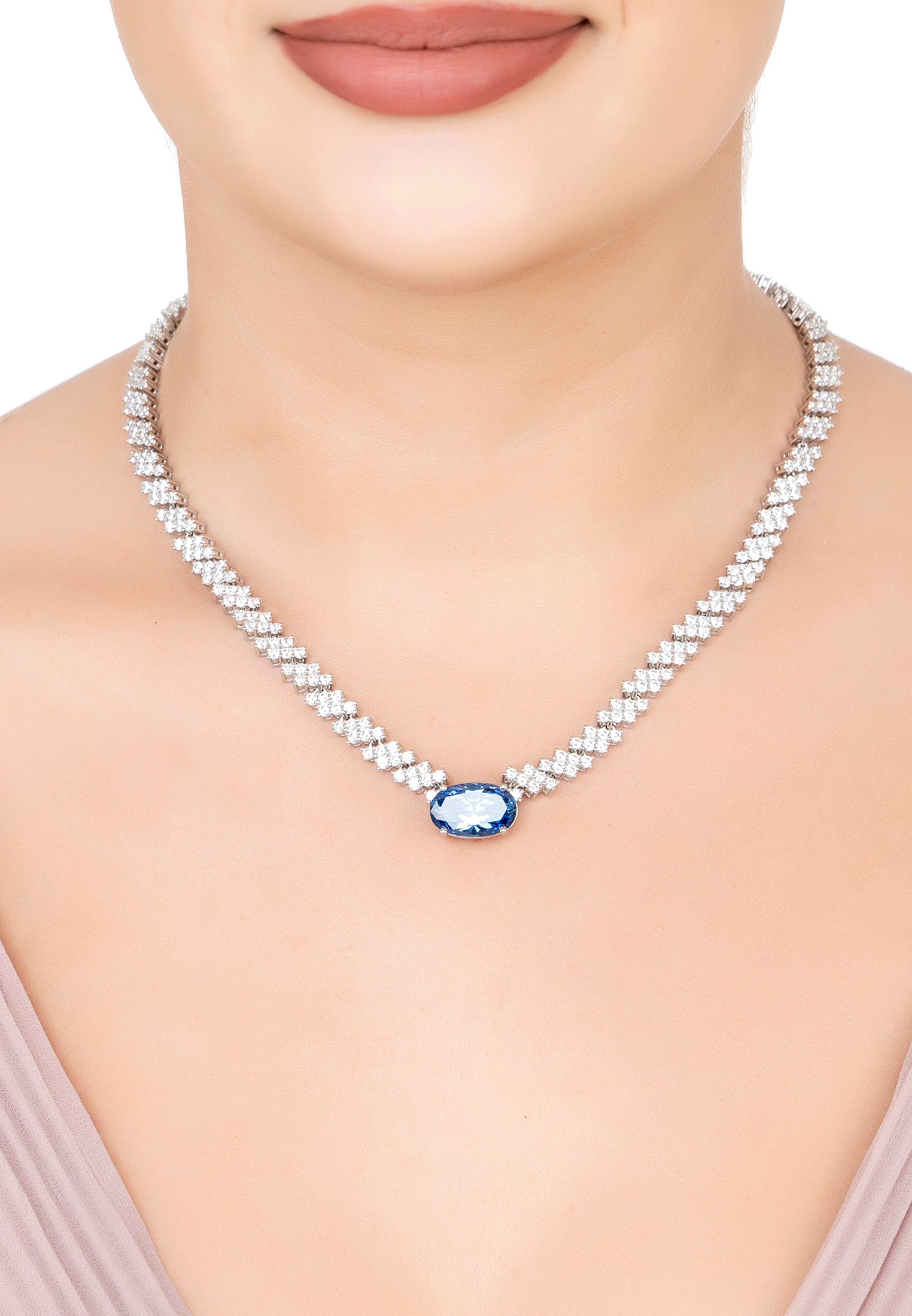 Hepburn Tanzanite Statement Necklace Silver