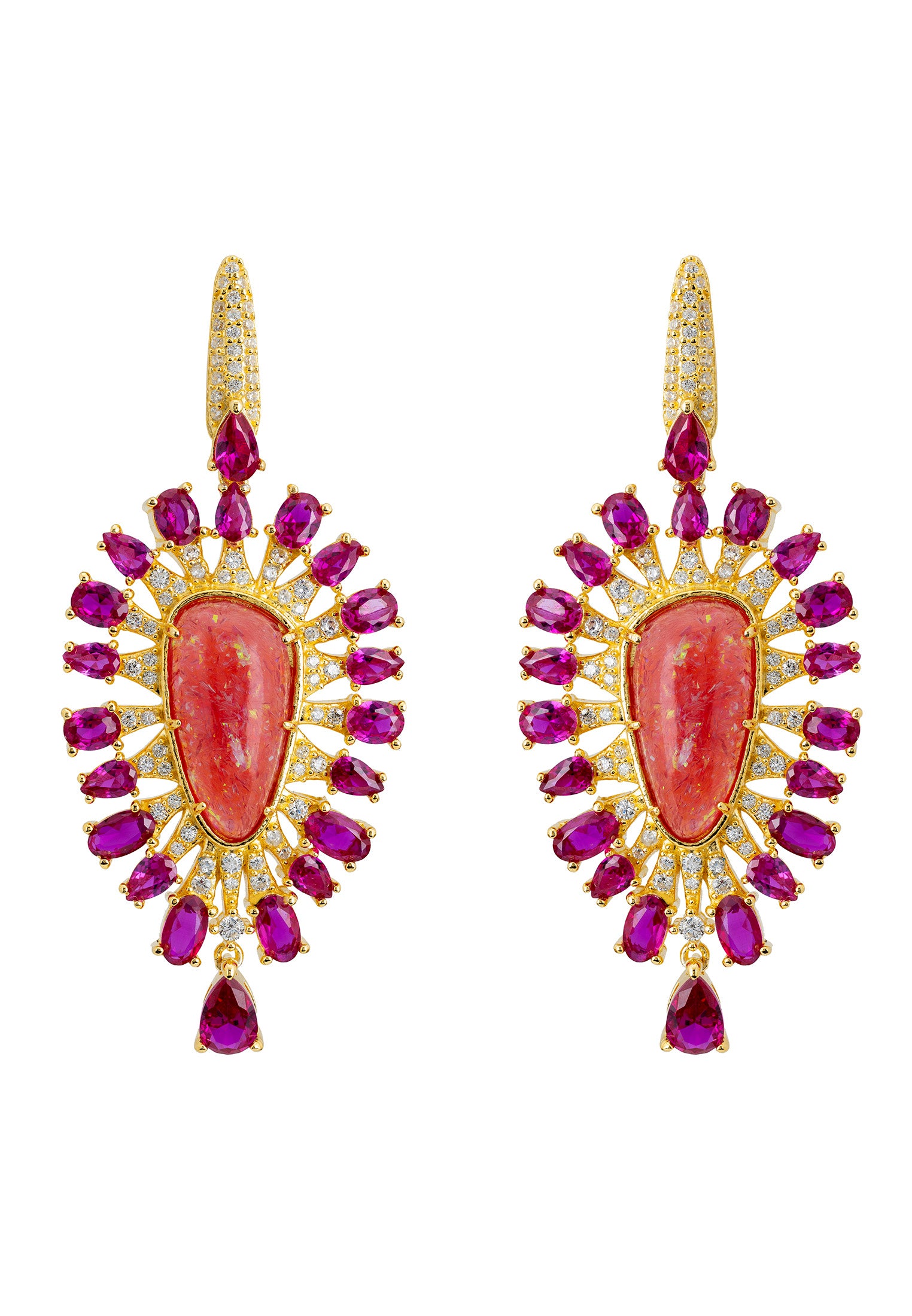 Antonella Pink Opal Drop Earrings Gold