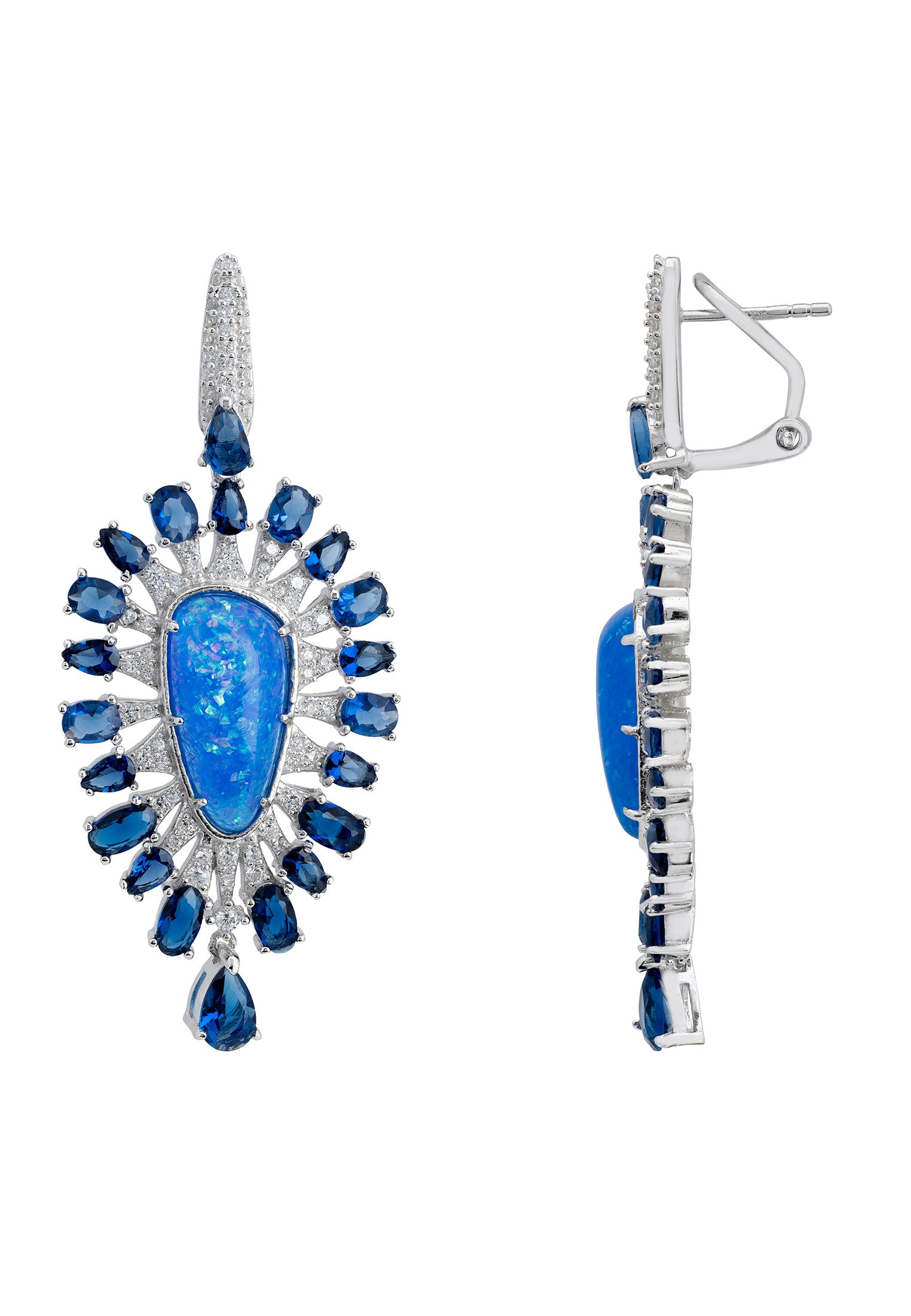 Antonella Blue Opal Drop Earrings Silver