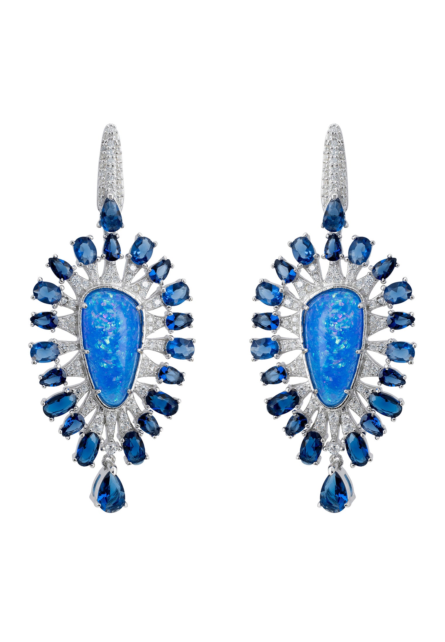 Antonella Blue Opal Drop Earrings Silver