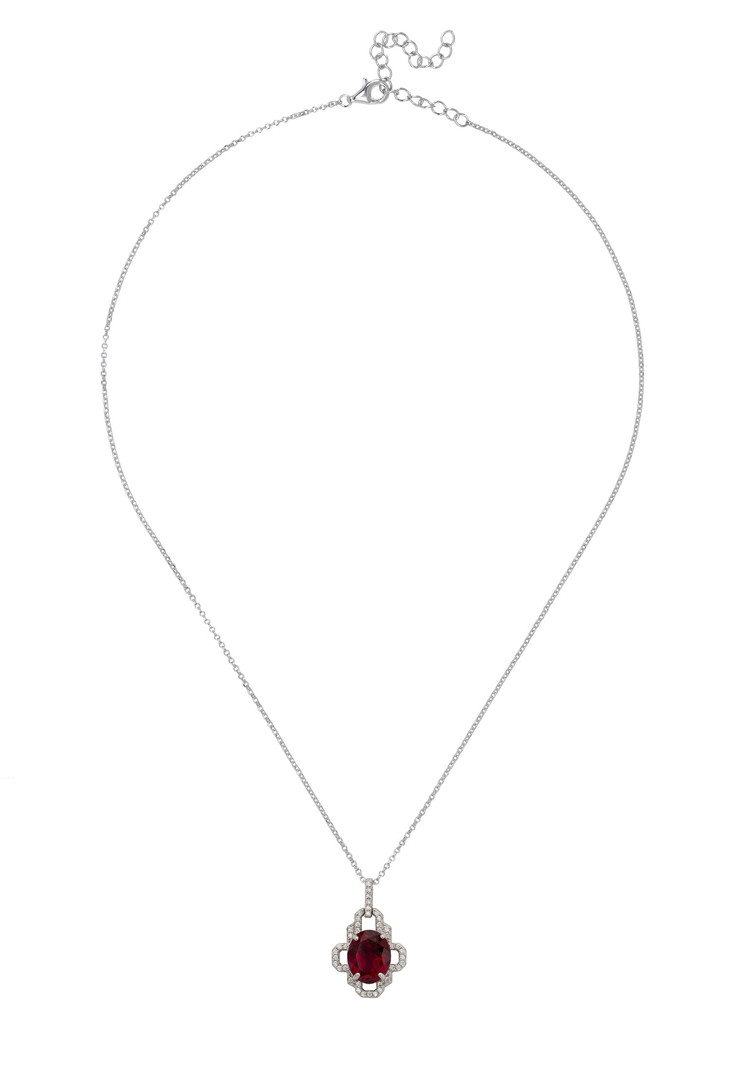 Rosamund Ruby Pendant Necklace Silver