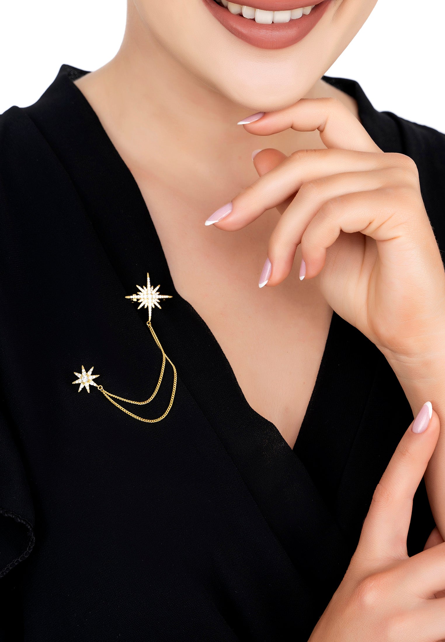 Andromeda Starburst Brooch With Pin Gold