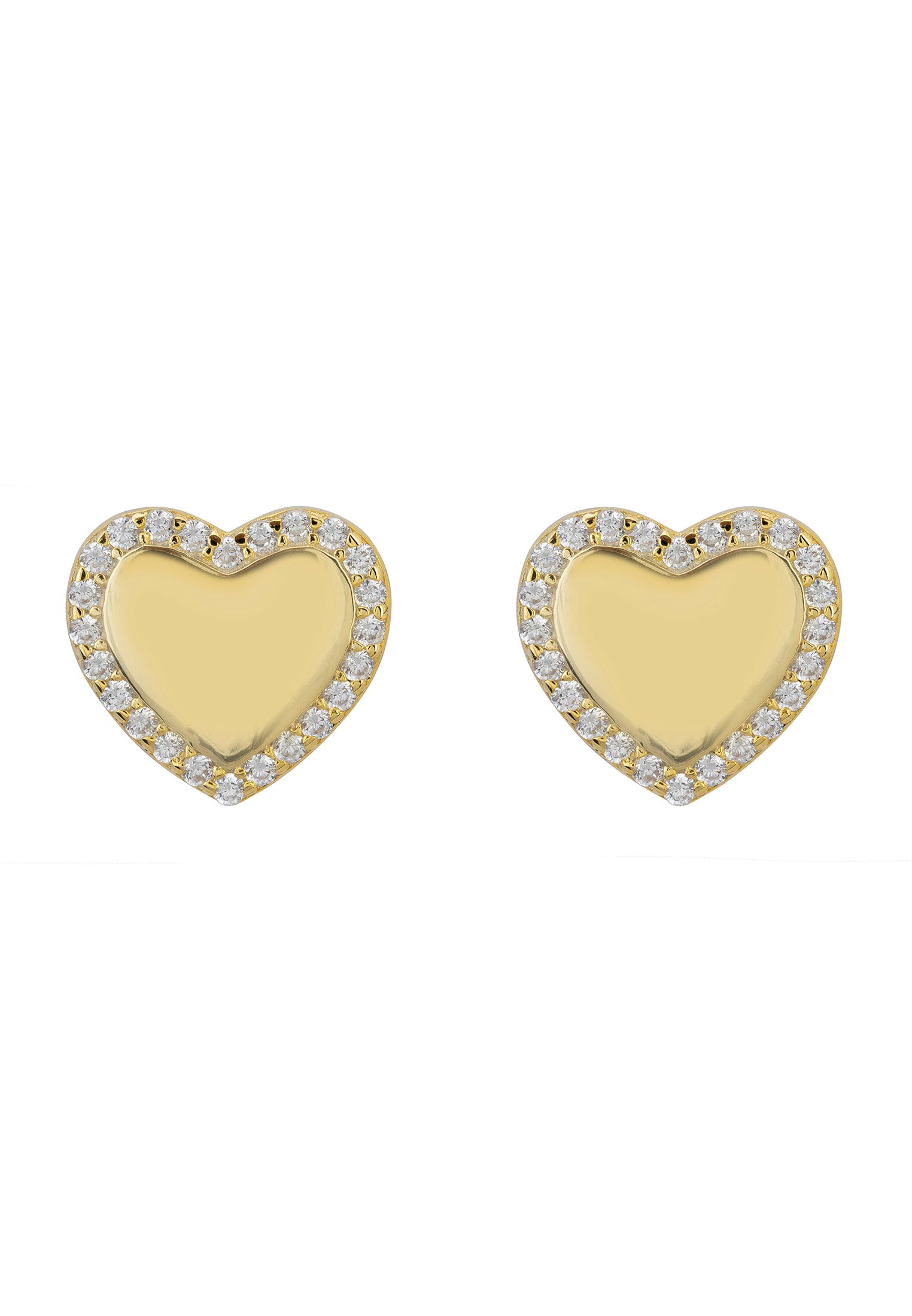 Heart Mirrored Stud Earrings Gold