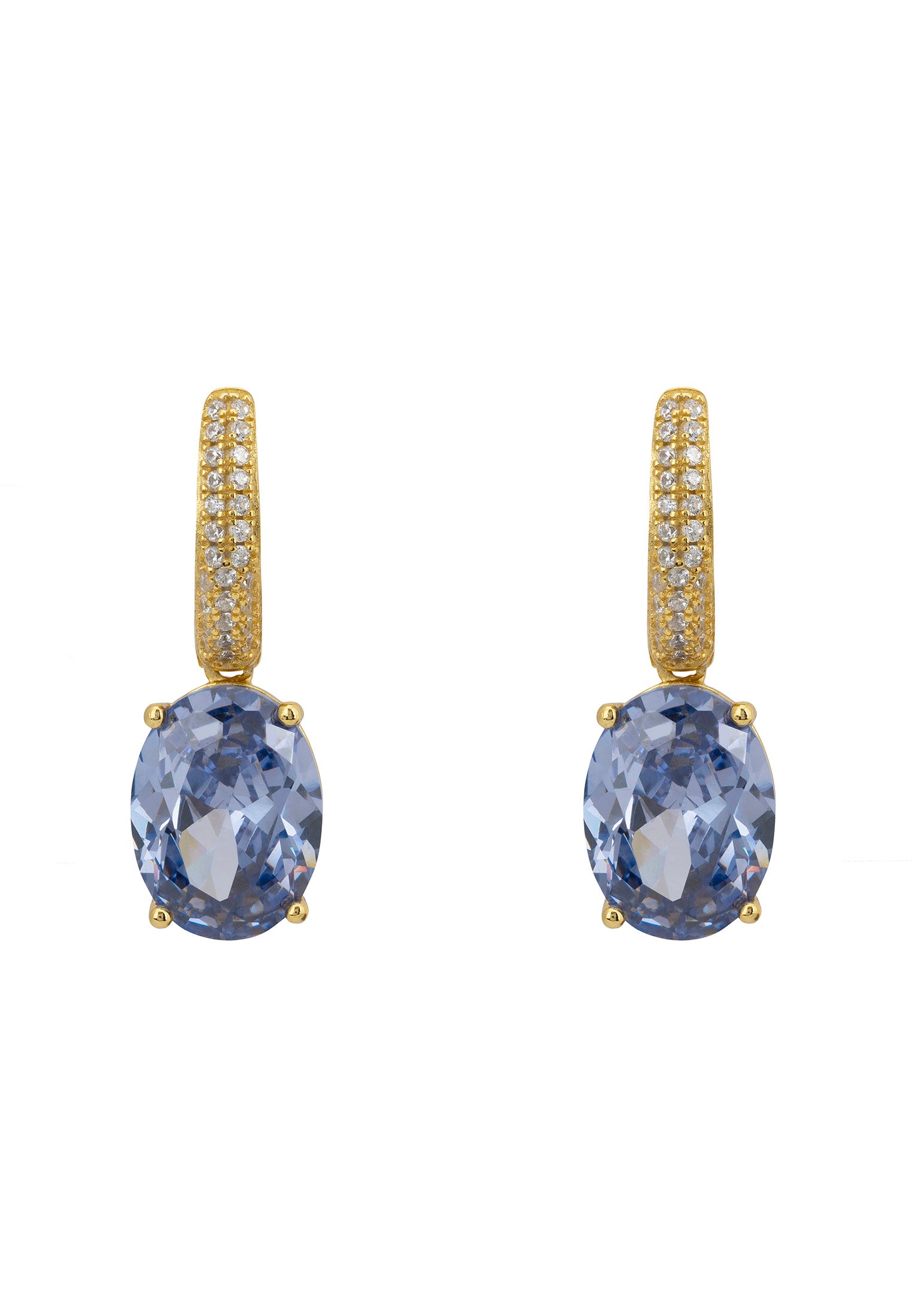 Alexandra Oval Drop Earrings Gold Tanzanite