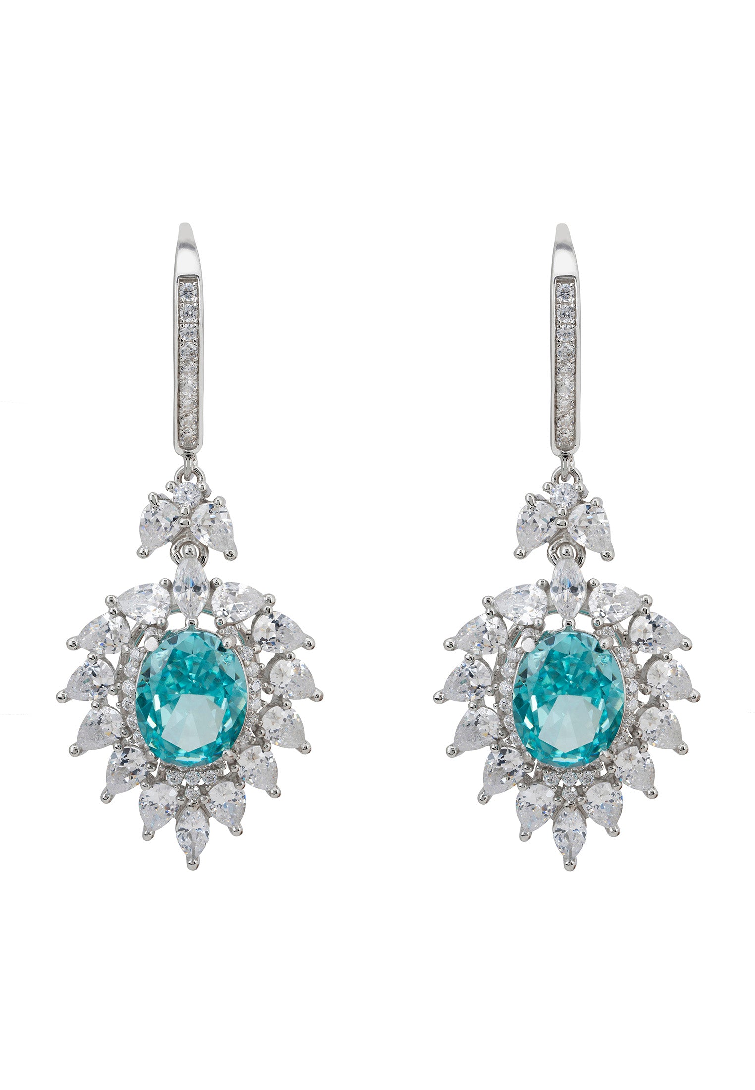 Hyacinth Flower Aquamarine Drop Earrings Silver